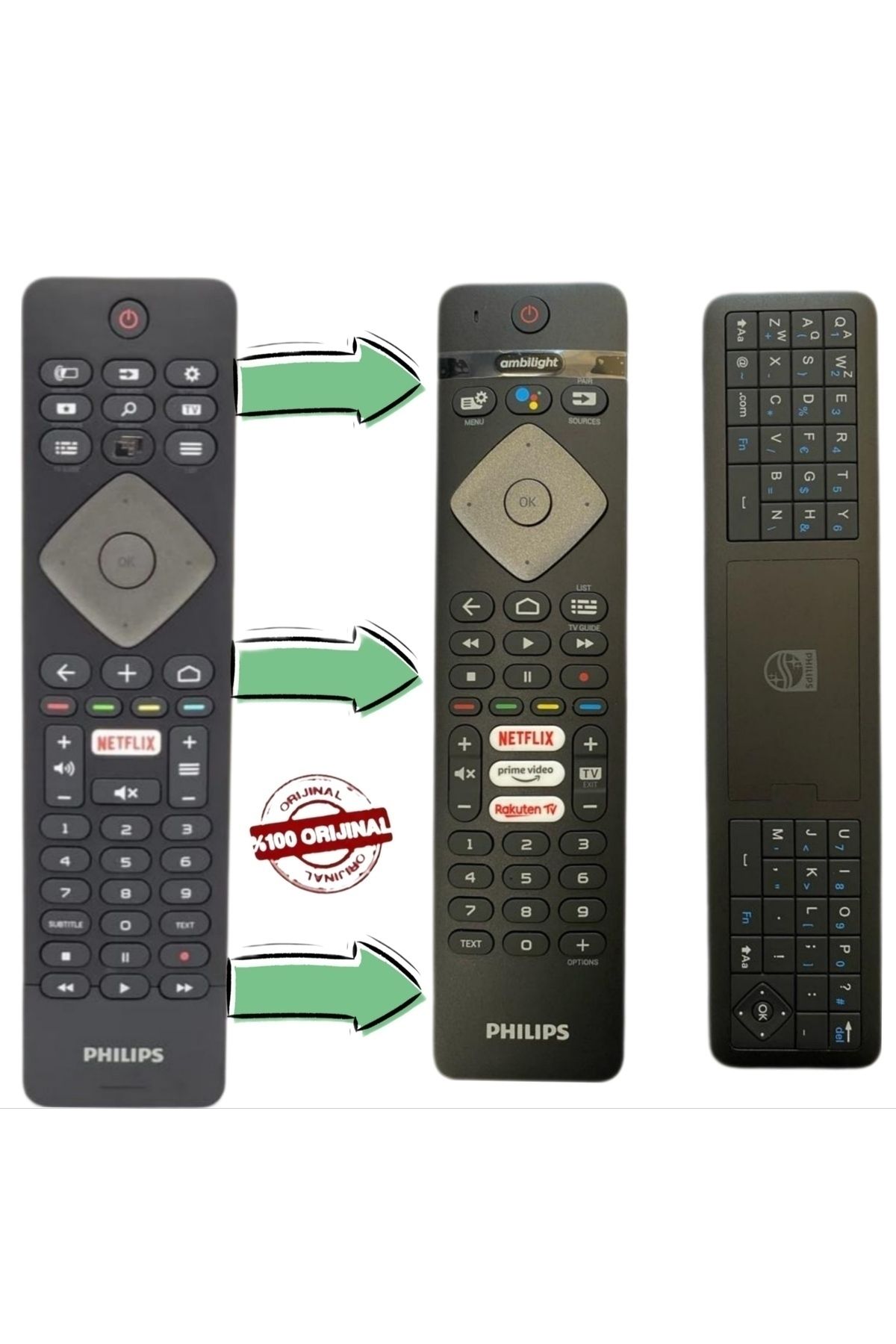 Philips Klavyeli Remote Ykf413-002 Klavyeli Netflix Tv kumanda (ORJİNAL)