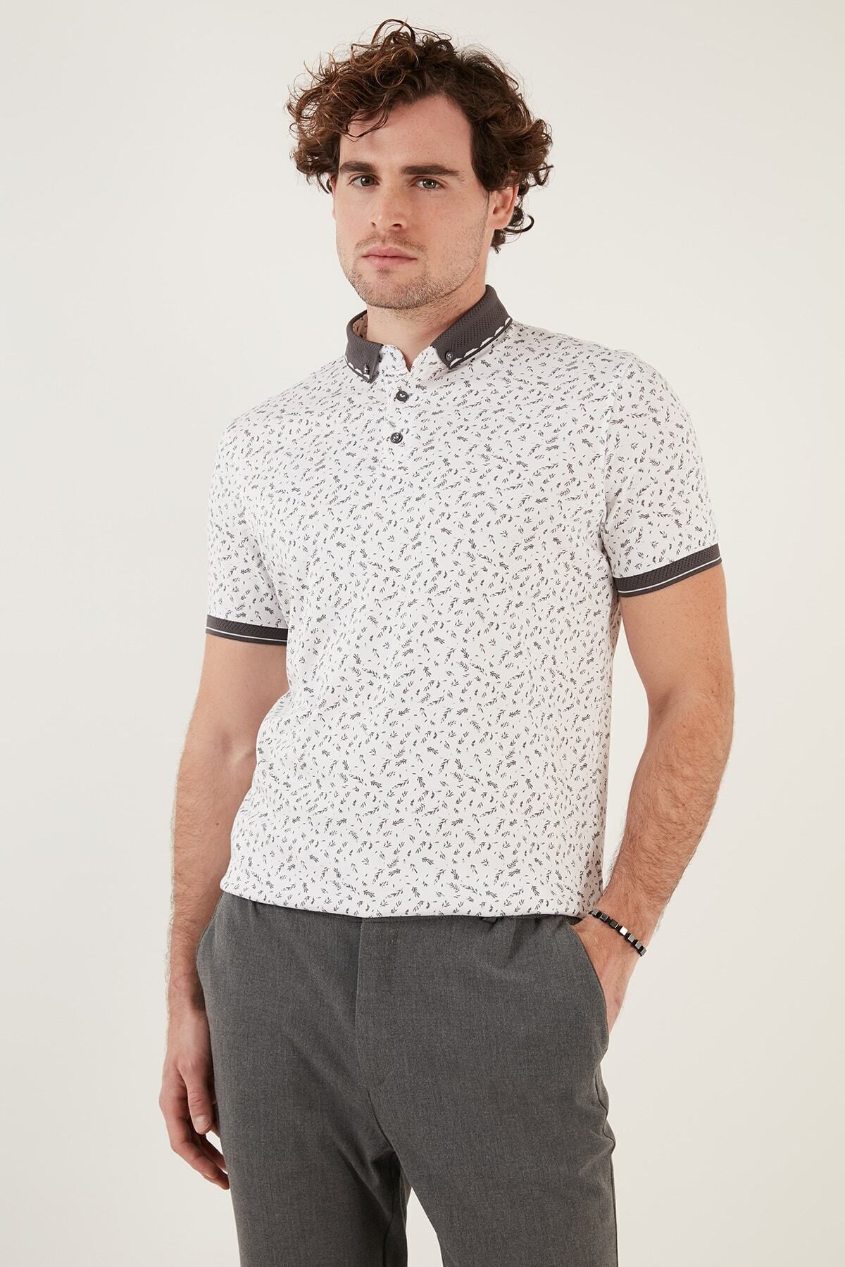 Buratti Pamuk Karışımlı Desenli Slim Fit Polo T Shirt Erkek T Shirt 646b3270