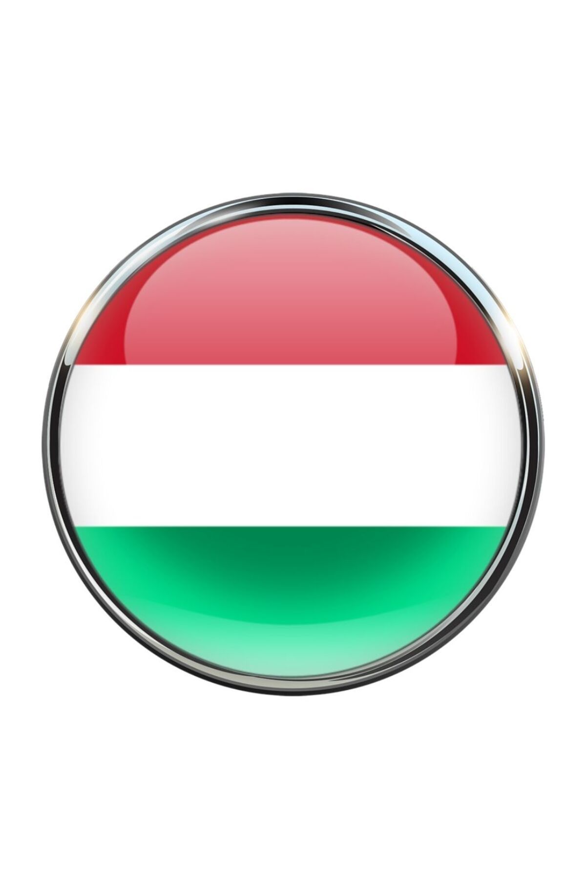Market66 Maceristan Hungary Ülke Bayrağı Paslanmaz Çelik İğneli 3D Yuvarlak Camlı Rozet