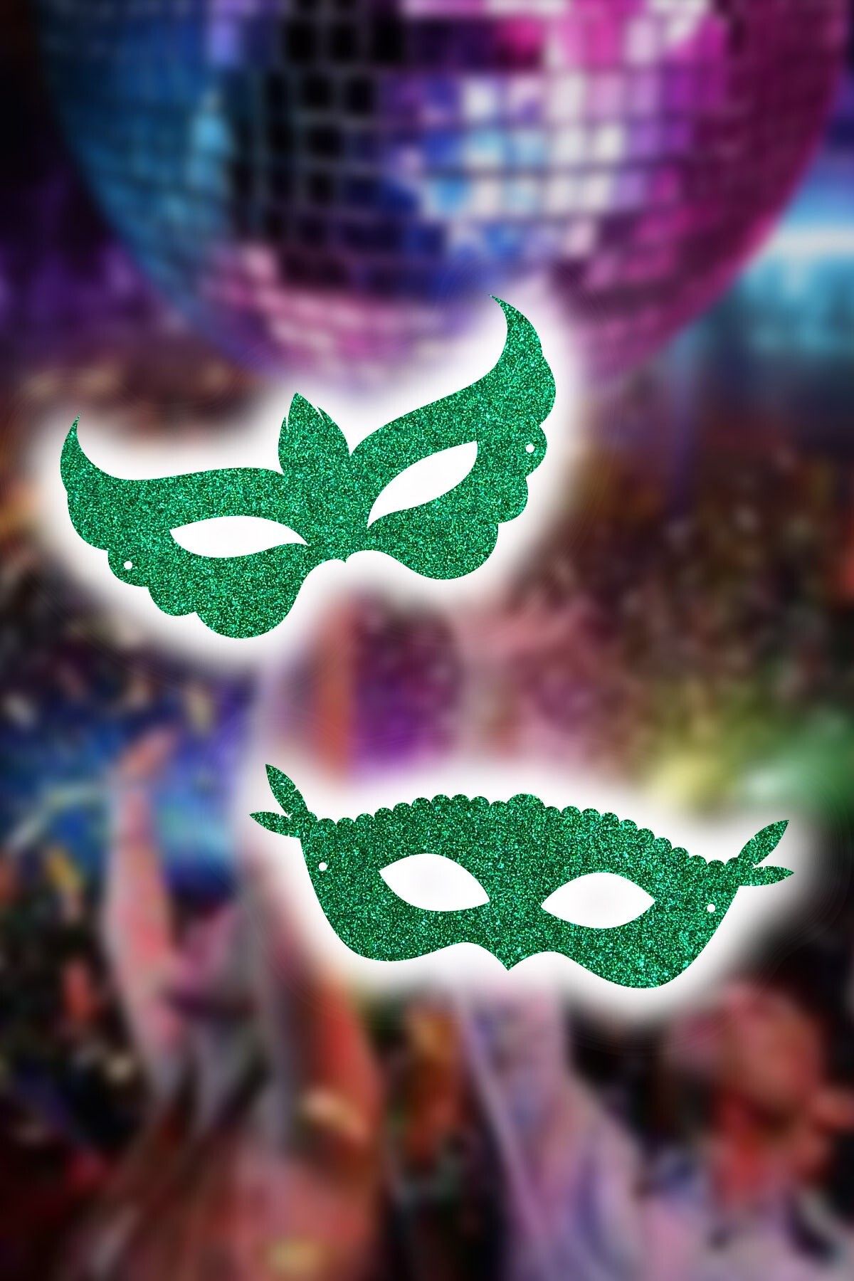 Artikel 2'li Yeşil Çocuk Parti Maskesi Yılbaşı Parti Maskesi, Yeni Yıl Aksesuarı, Doğum Günü Parti Maskesi,