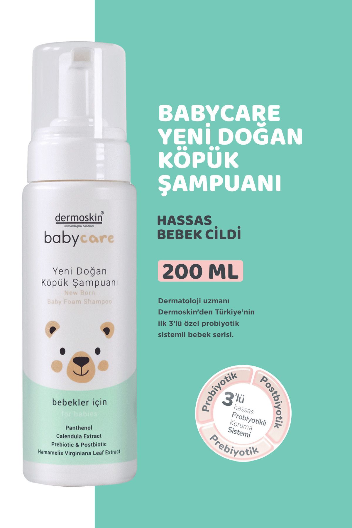 Dermoskin Bebek Yenidoğan Köpük Şampuanı 200 ml