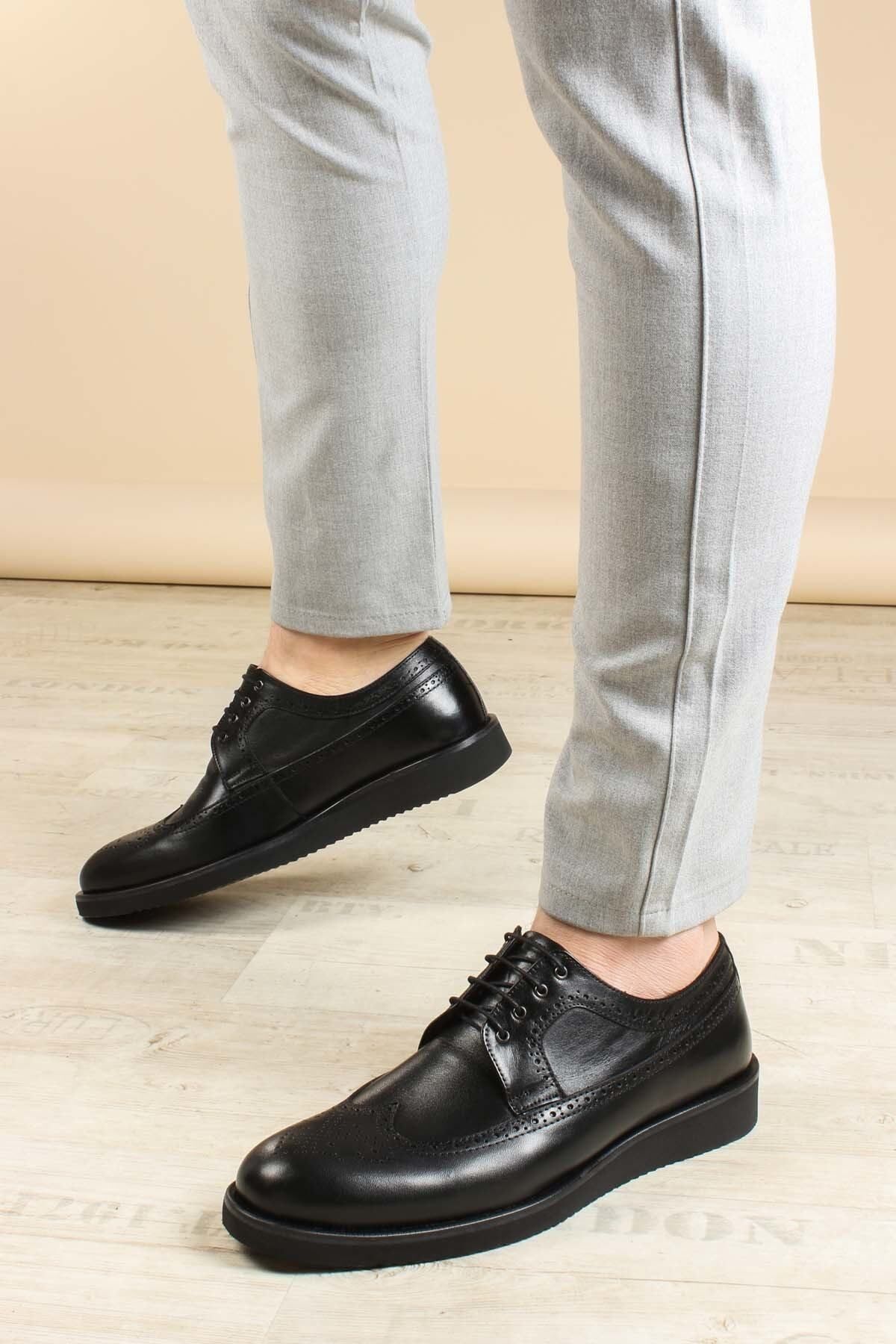 Fast Step Erkek Deri Casual Klasik Düz Taban Günlük Loafer Bağcıklı Ayakkabı Siyah 822ma051