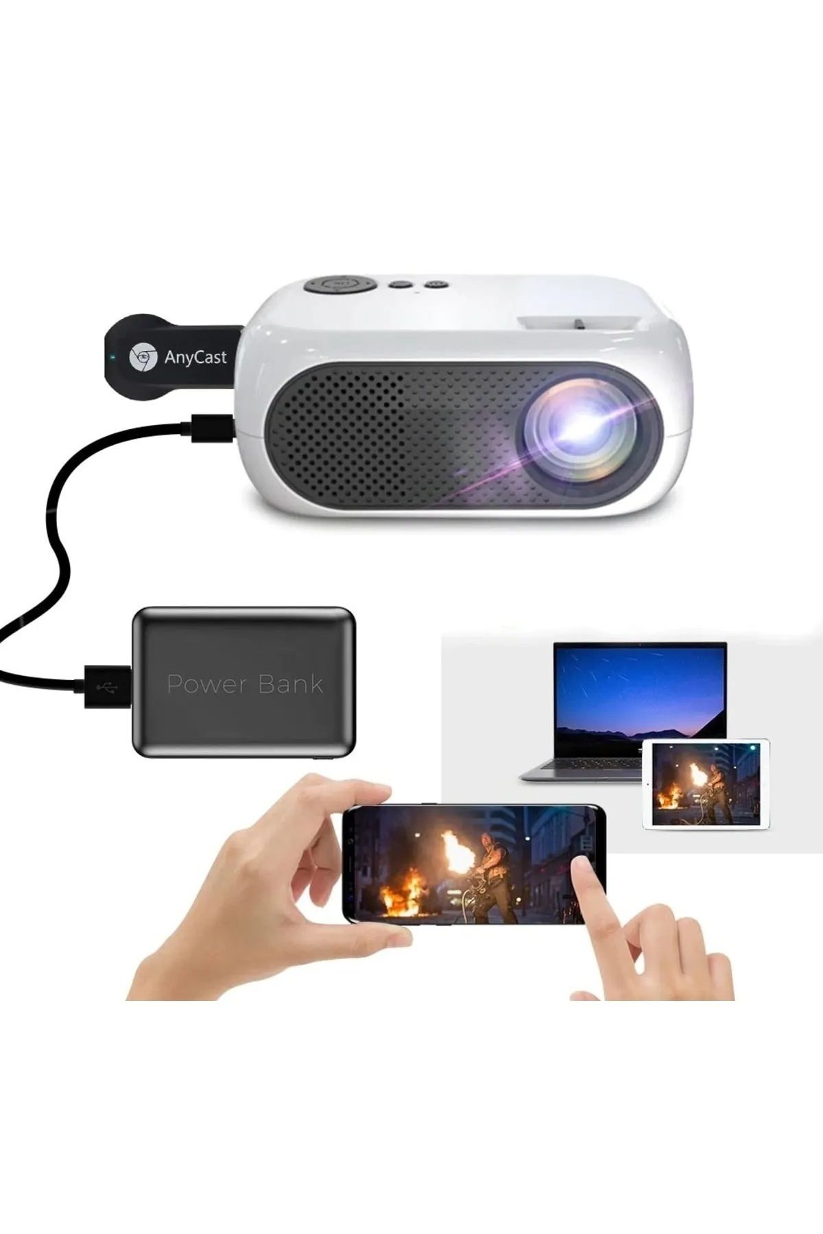mytek Taşınabilir Mini Projektör 480p Anycast Destek Wifi Android Ios Tv Ev Sineması xıdu1