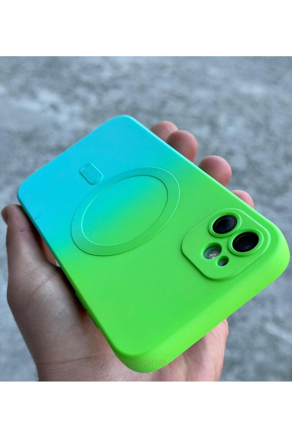 Sphone iPhone 12 Uyumlu Kılıf Magsafe Manyetik Kablosuz Şarj Lens KorumaOmbre Geçişli Colorful Rainbow Case