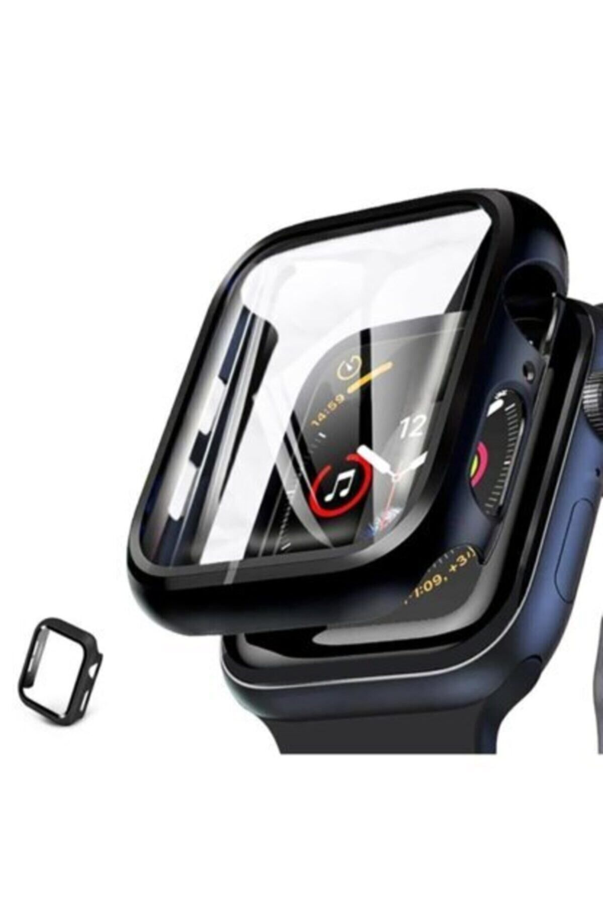 GREGOSS Apple Watch  Uyumlu Tpu Çerçeveli Seri 2/3/4/5/6 44mm Kasa Ve Ekran Koruyucu Siyah