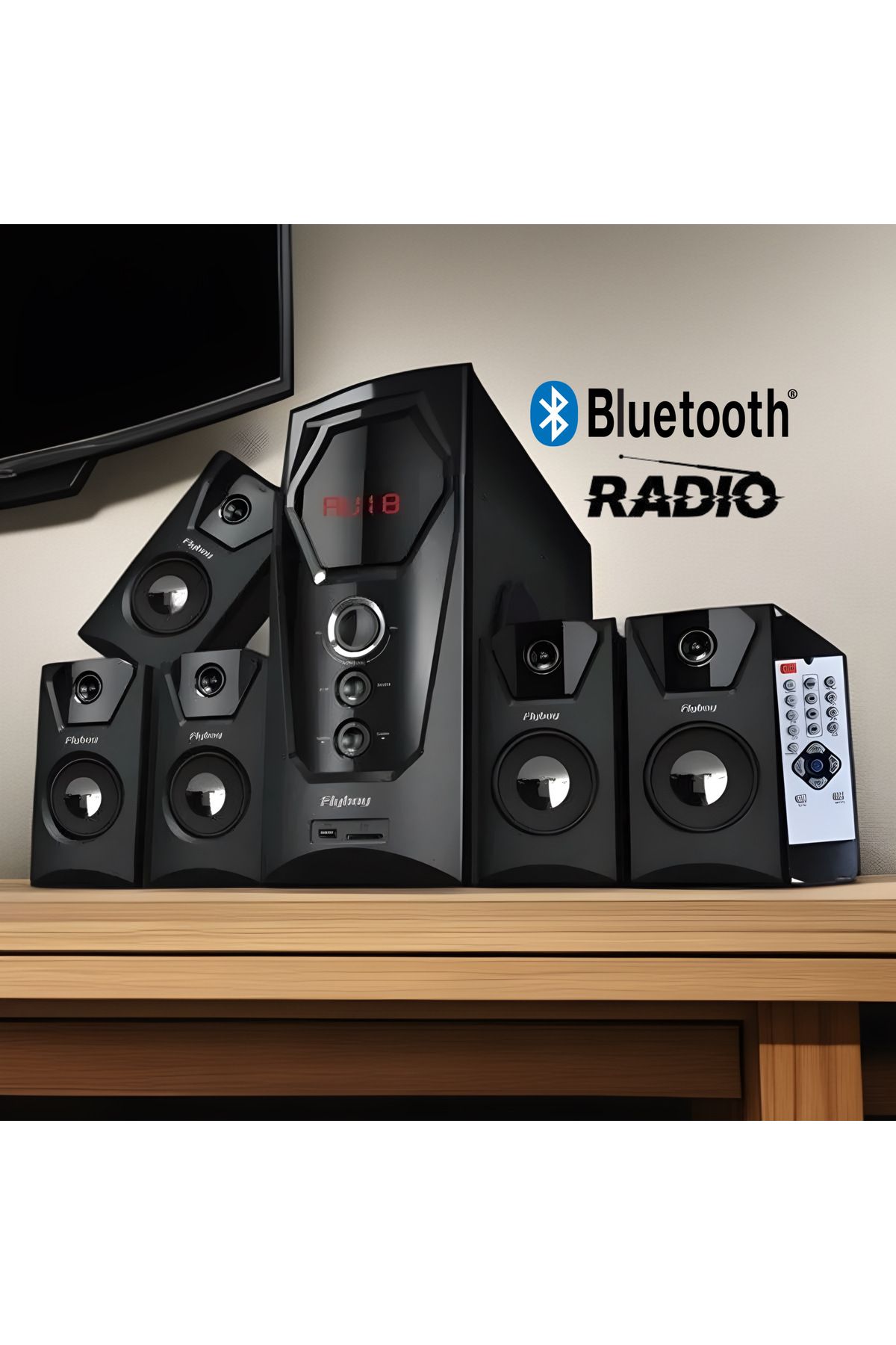 SFL Product Bluetoothlu 5+1 Dijital Ekran Radyolu Digital Güçlü Usb Bluetooth Ses Sinema Sistemi