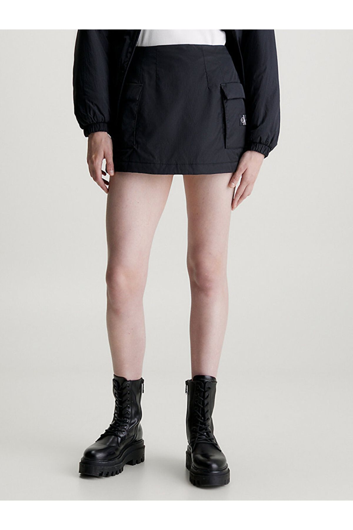 Calvin Klein Padded Nylon Cargo Mini Skirt