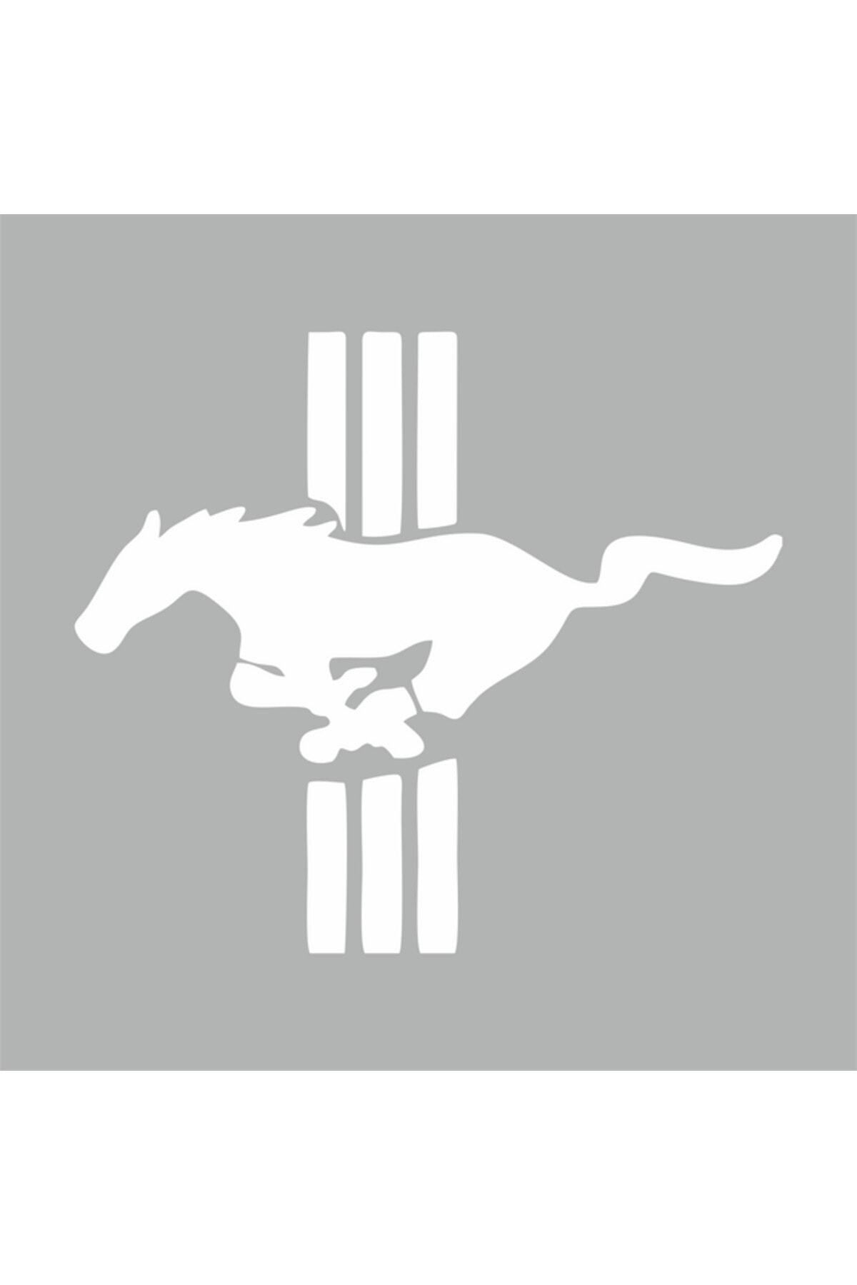 Reysa Tasarım Mustang Amblemi Araba Stickeri 18x16 Cm Beyaz