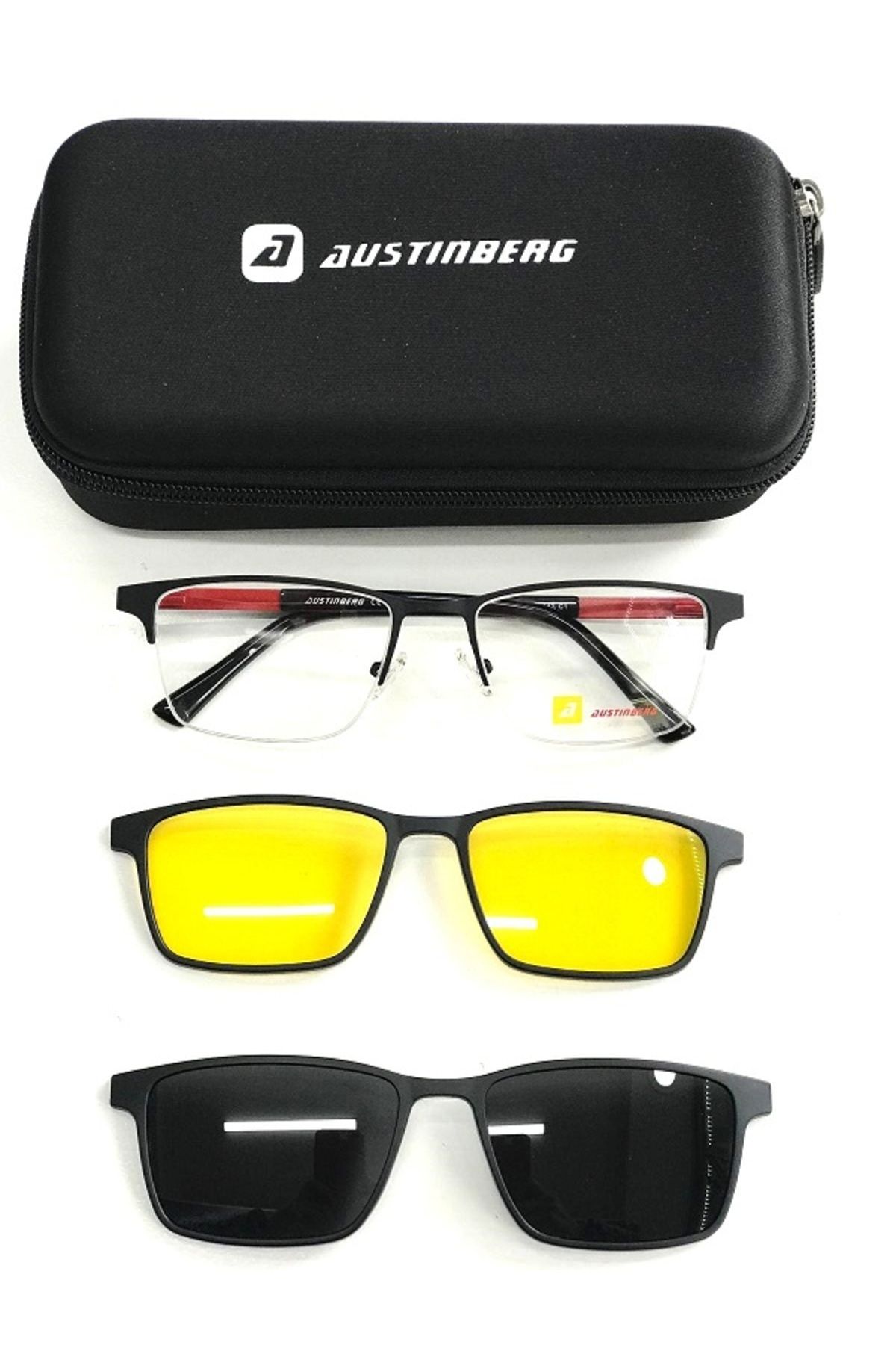 austinberg AUSTİNBERG 9023 c1 polarize & antifar klipsli unisex güneş gözlüğü