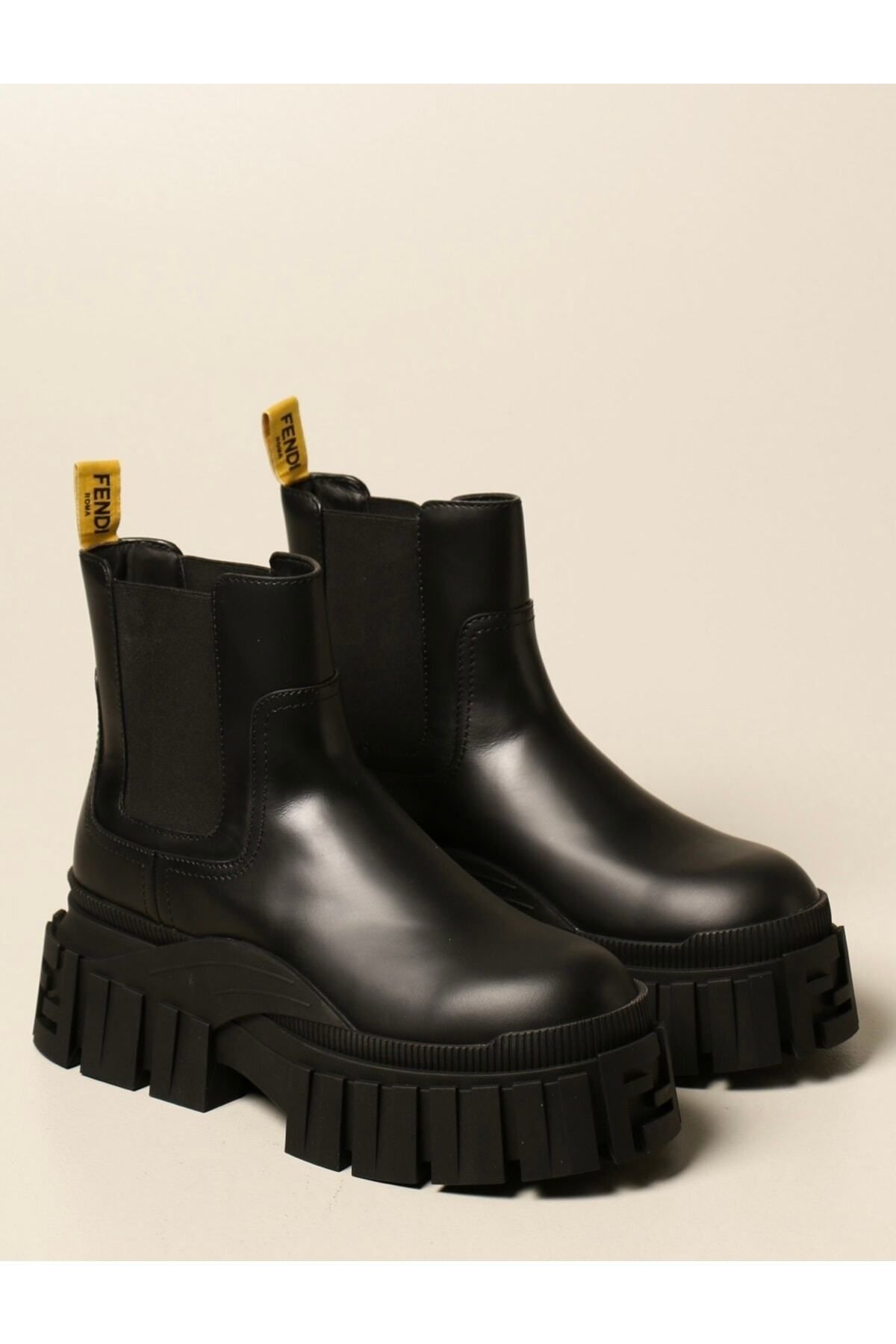 Fendi Leather Ankle Boot With Maxi Sole