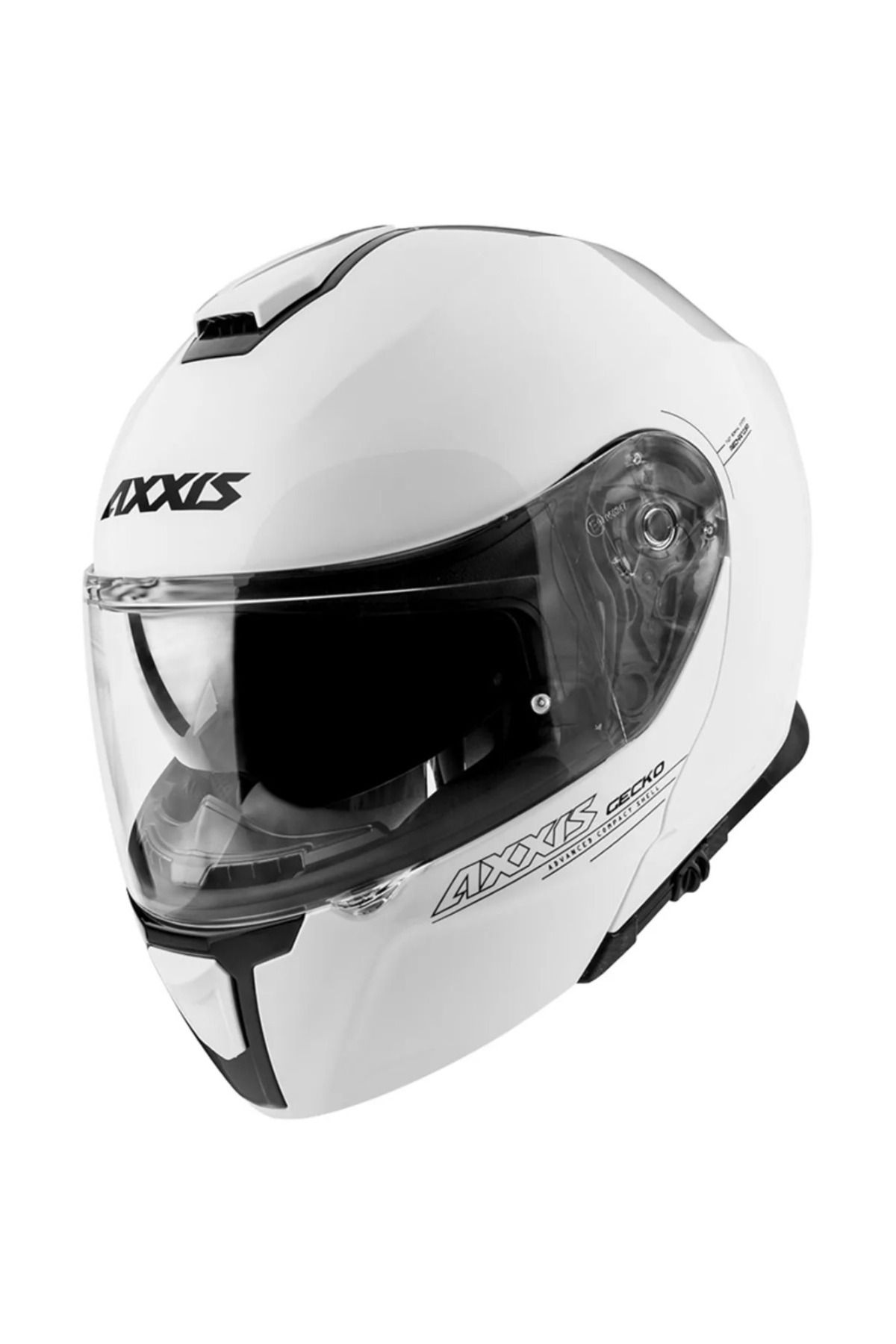 Axxis Gecko Çeneden Açılır Beyaz Motosiklet Kaskı Güneş Vizörlü