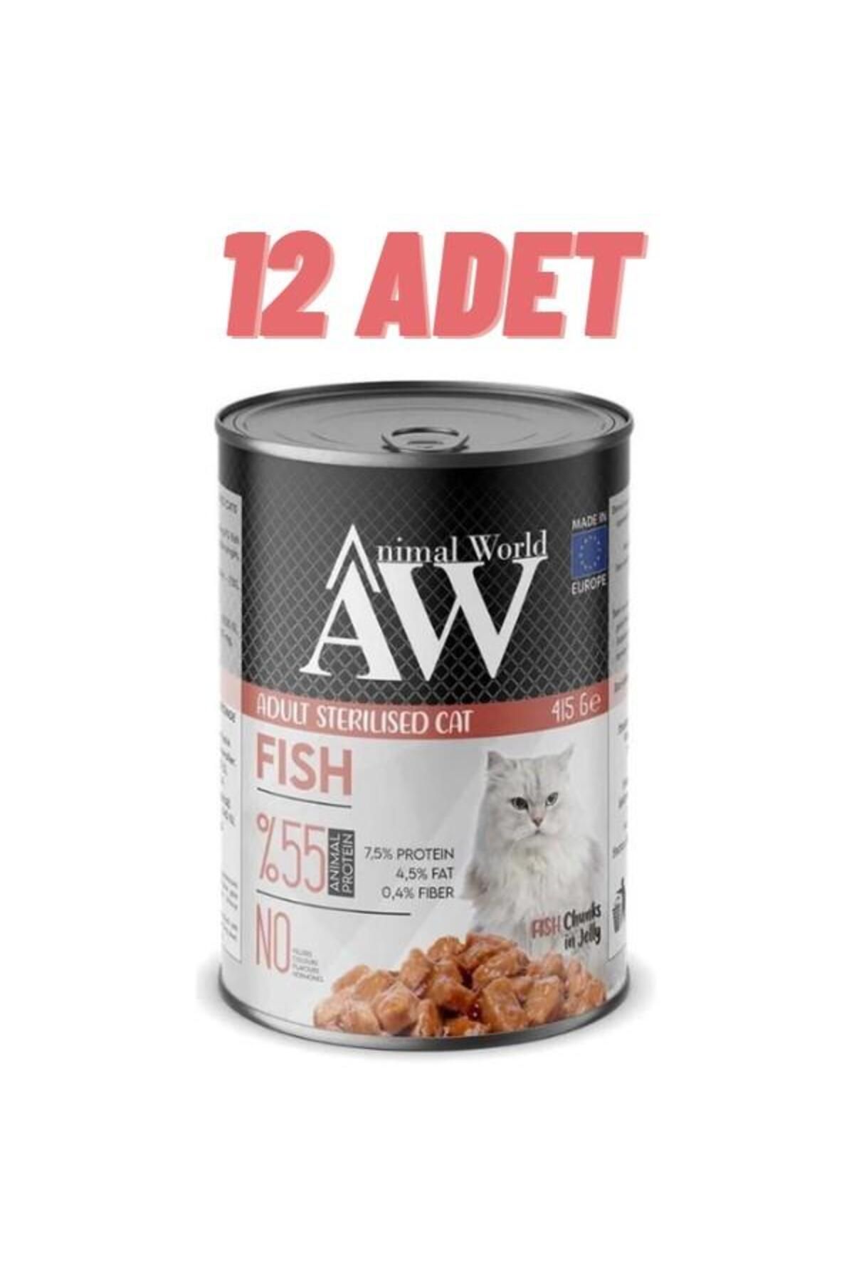 Animal World Sterilised Cat Fish Jelly Kedi Konservesi 12x415 gr