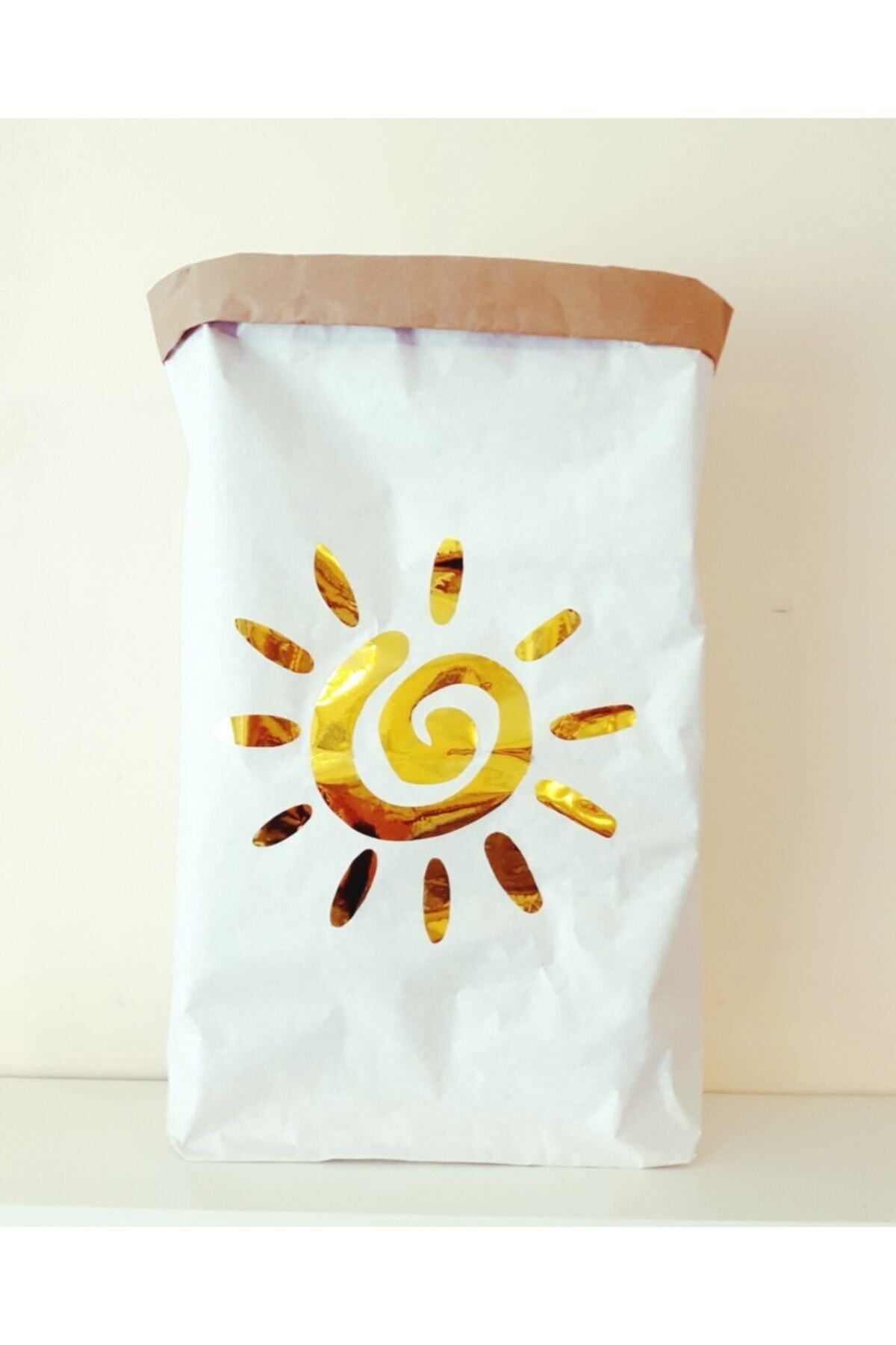 BugyBagy Güneş Paperbag Dekoratif Çamaşır ve Oyuncak Sepeti Saklama Kutusu Oda Aksesuarı