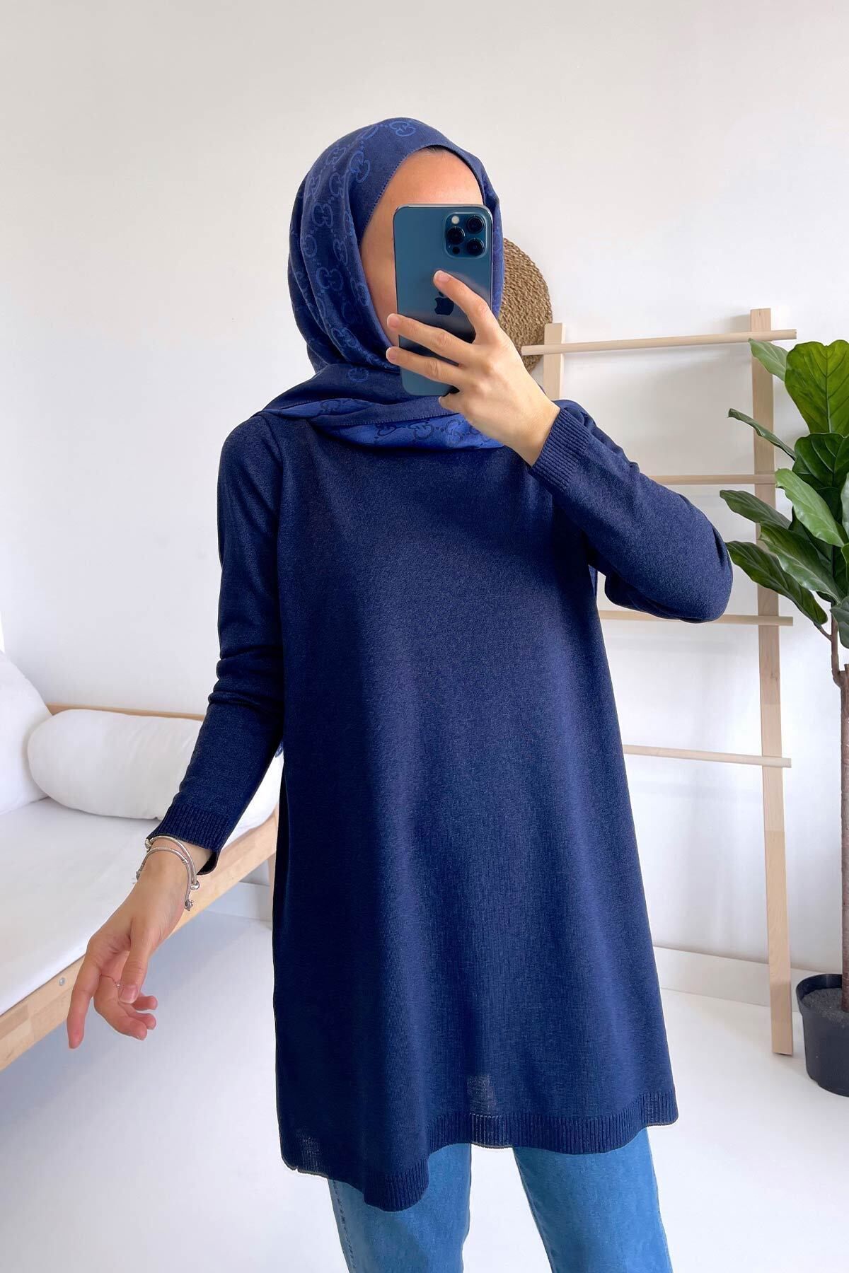 Ka Hijab Basic Merserize Tesettür Tunik - Lacivert