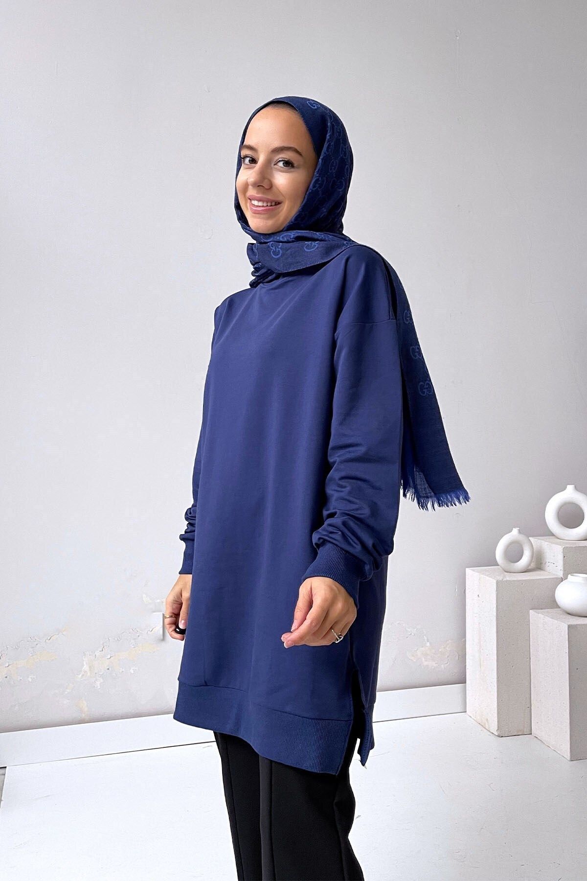 Ka Hijab Basic Tesettür Sweatshirt - Lacivert