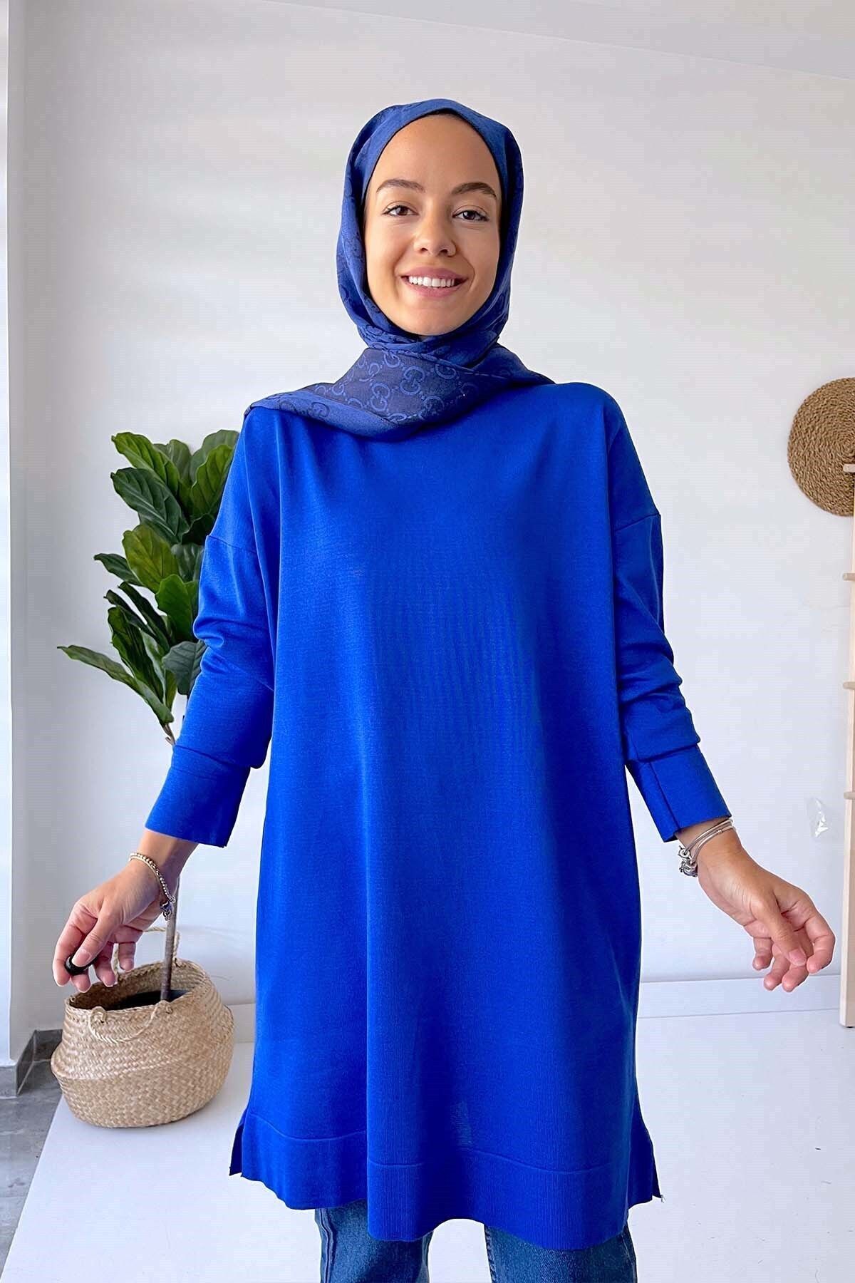 Ka Hijab Dik Yaka Merserize Tesettür Tunik - Saks