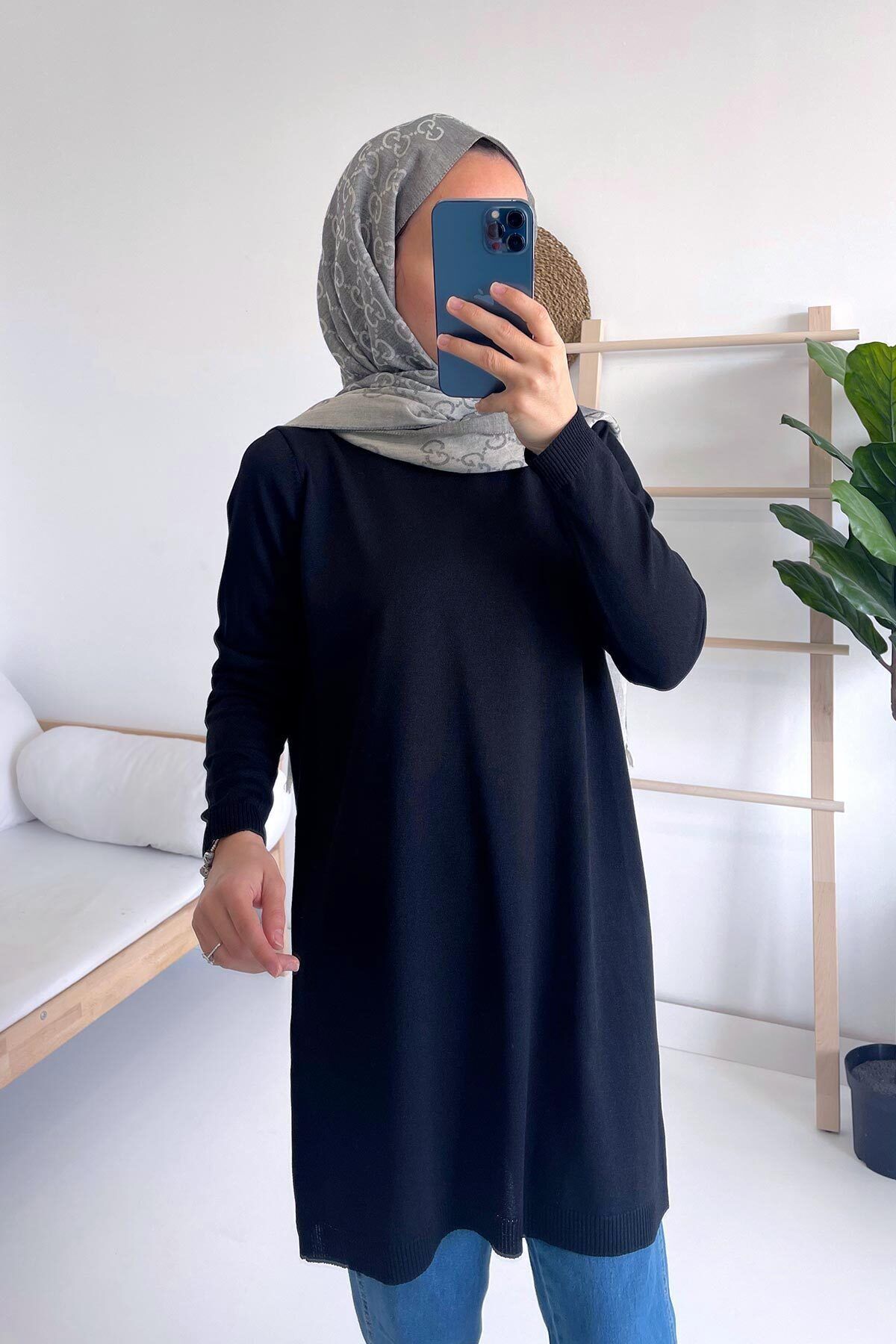 Ka Hijab Basic Merserize Tesettür Tunik - Siyah
