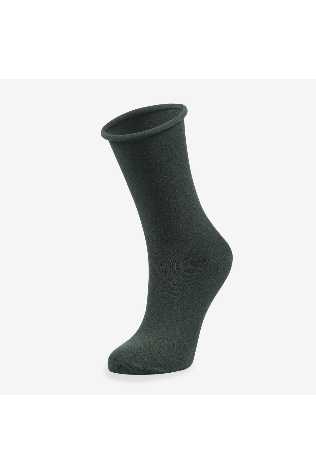 Bolero Roll Top Lastiksiz Kadın Yeşil Bambu Soket Çorap