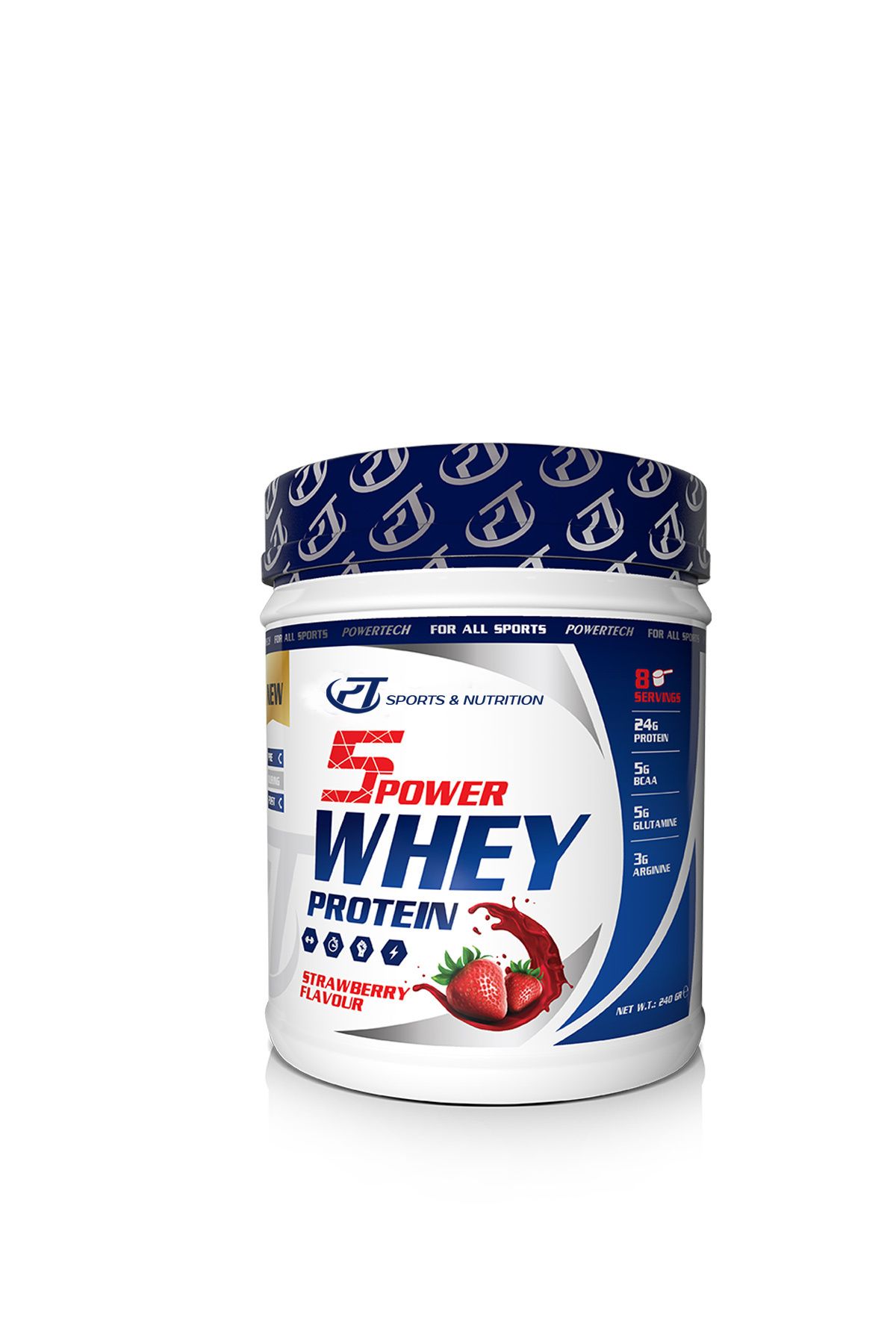 POWERTECH 5Power Whey Protein 240g Çilek Aromalı Protein Tozu