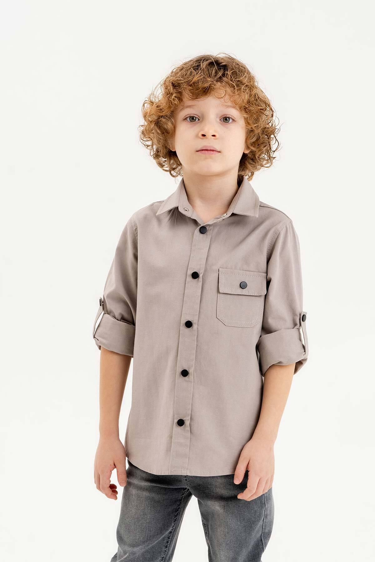 Gold Class Kidswear Cepli Katlanabilir Kol Erkek Çocuk Gömlek