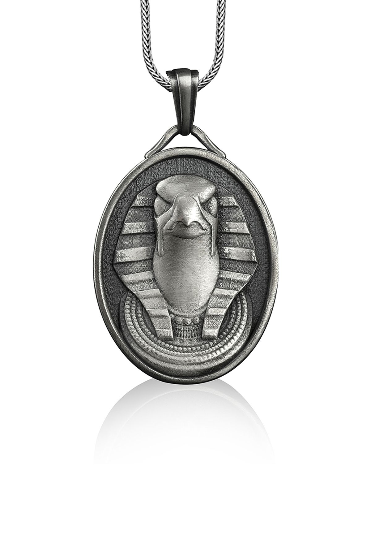 Bysilverstone Şahin Başlı Mısır Tanrısı Horus Madalyon Gümüş Kolye