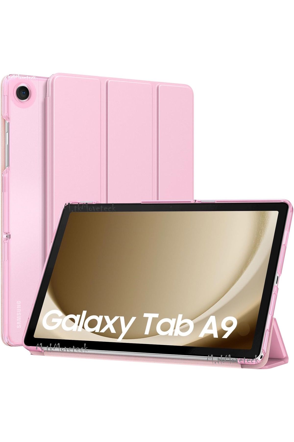 m.tk moveteck Samsung Galaxy Tab A9 8.7 inç Sm-X110 Tablet Kılıfı Akıllı Smart Uyku Modlu Katlanabilir Şeffaf