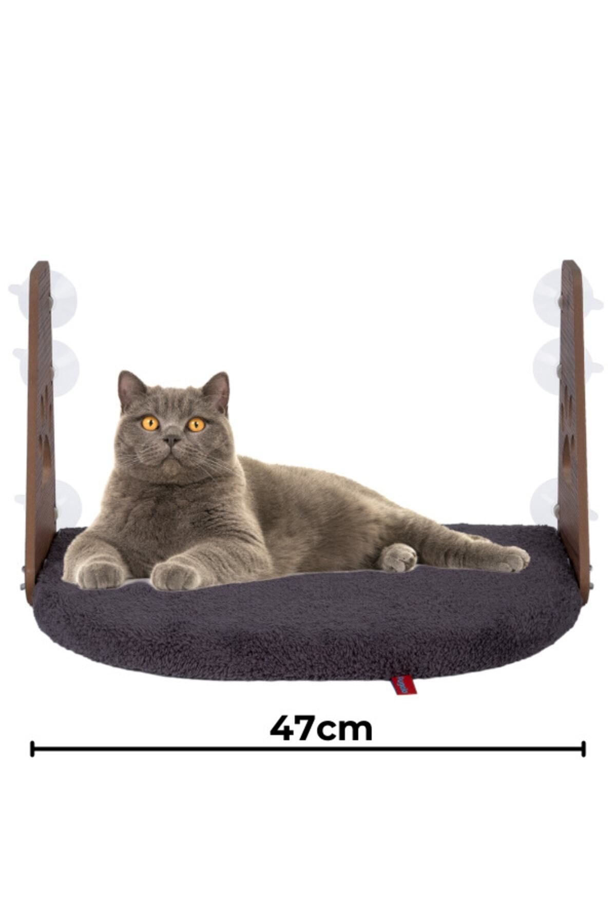 PUGALO Cam Yatağı Vantuzlu Kedi Cam Yatağı Vantuzlu Yatak Antrasit