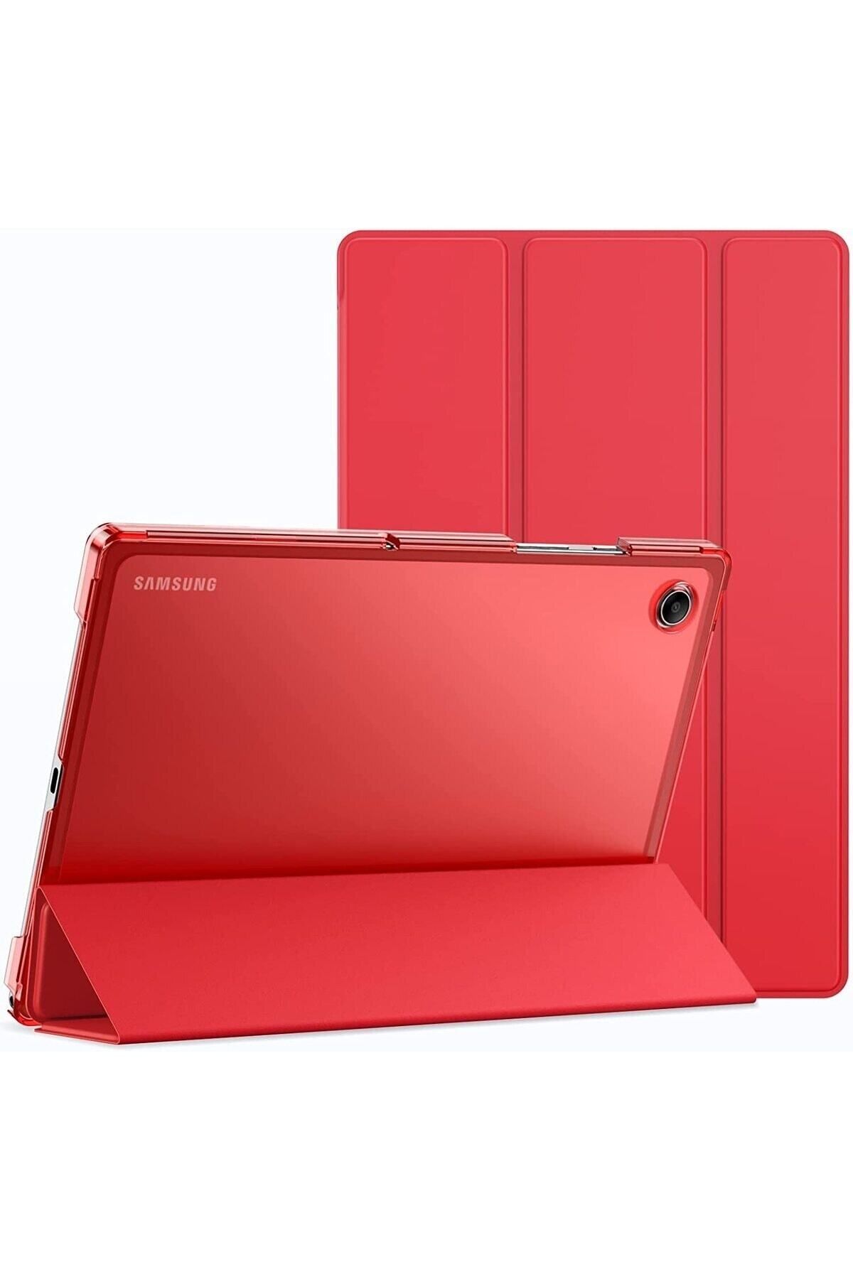 TEKNETSTORE Samsung Galaxy Tab A8 Sm-x200 10.5 Inç Tablet Uyumlu Standlı Akıllı Kılıf Smart Cover Kırmızı
