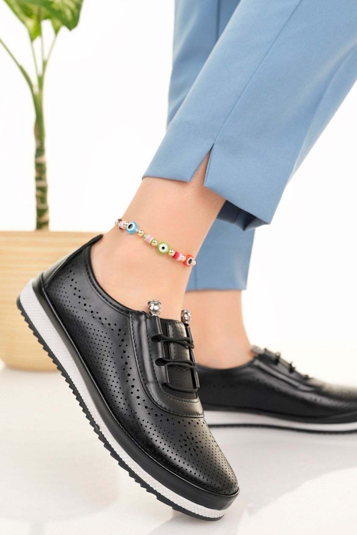 Modafırsat Kadın Siyah Ortopedik Ayakkabı Iş Ofis Anne Günlük Babet Ayakkabı