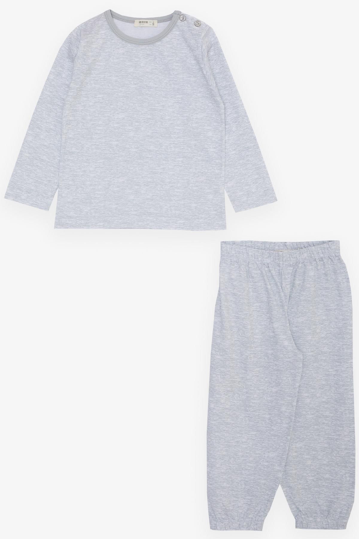 Breeze Erkek Çocuk Pijama Takımı Basic 1-3 Yaş, Açık Gri Melanj