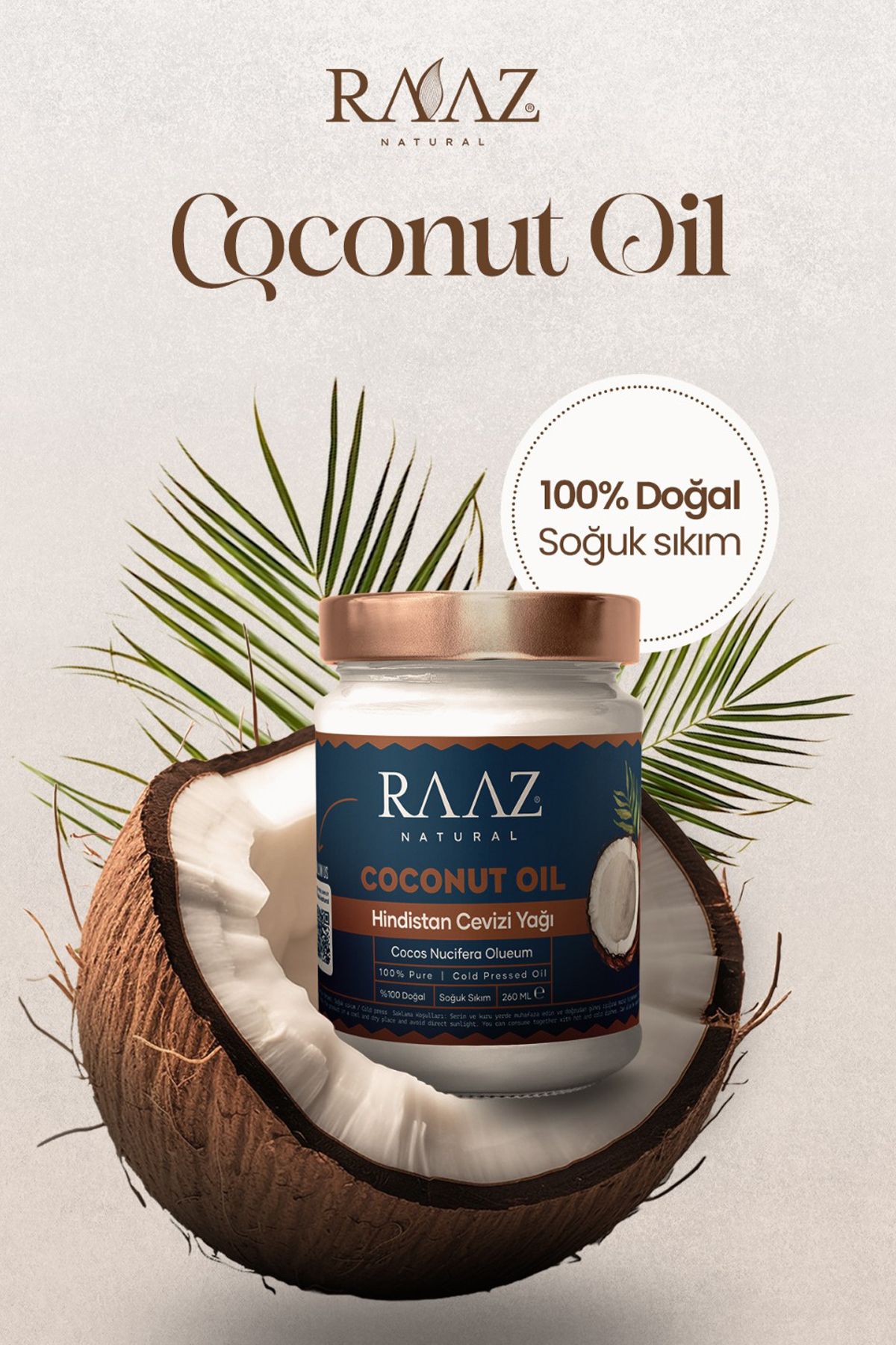RAAZ Hindistan cevizi yağı soğuk sıkım Coconut oil 260 ml
