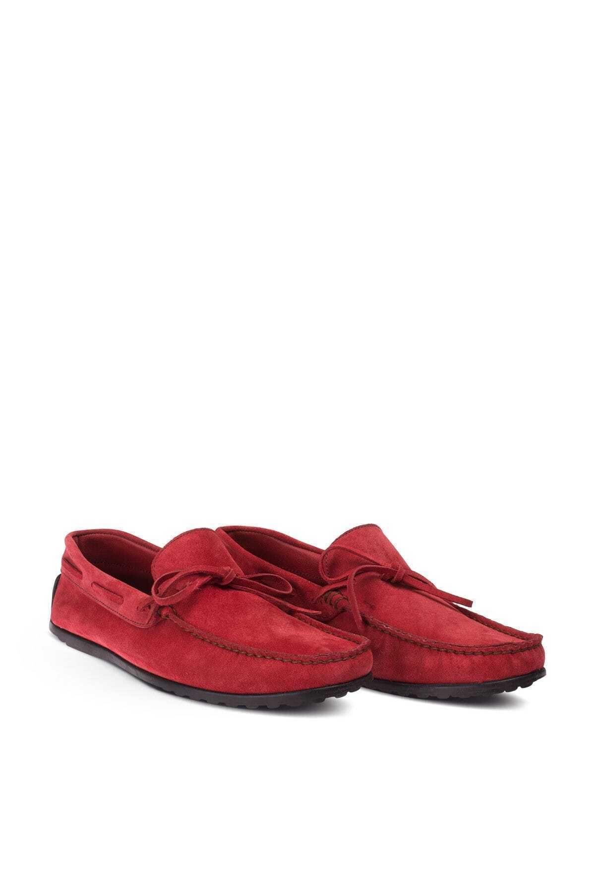 Deery Hakiki Süet Kırmızı Loafer Erkek Loafer 01647MKRMC01