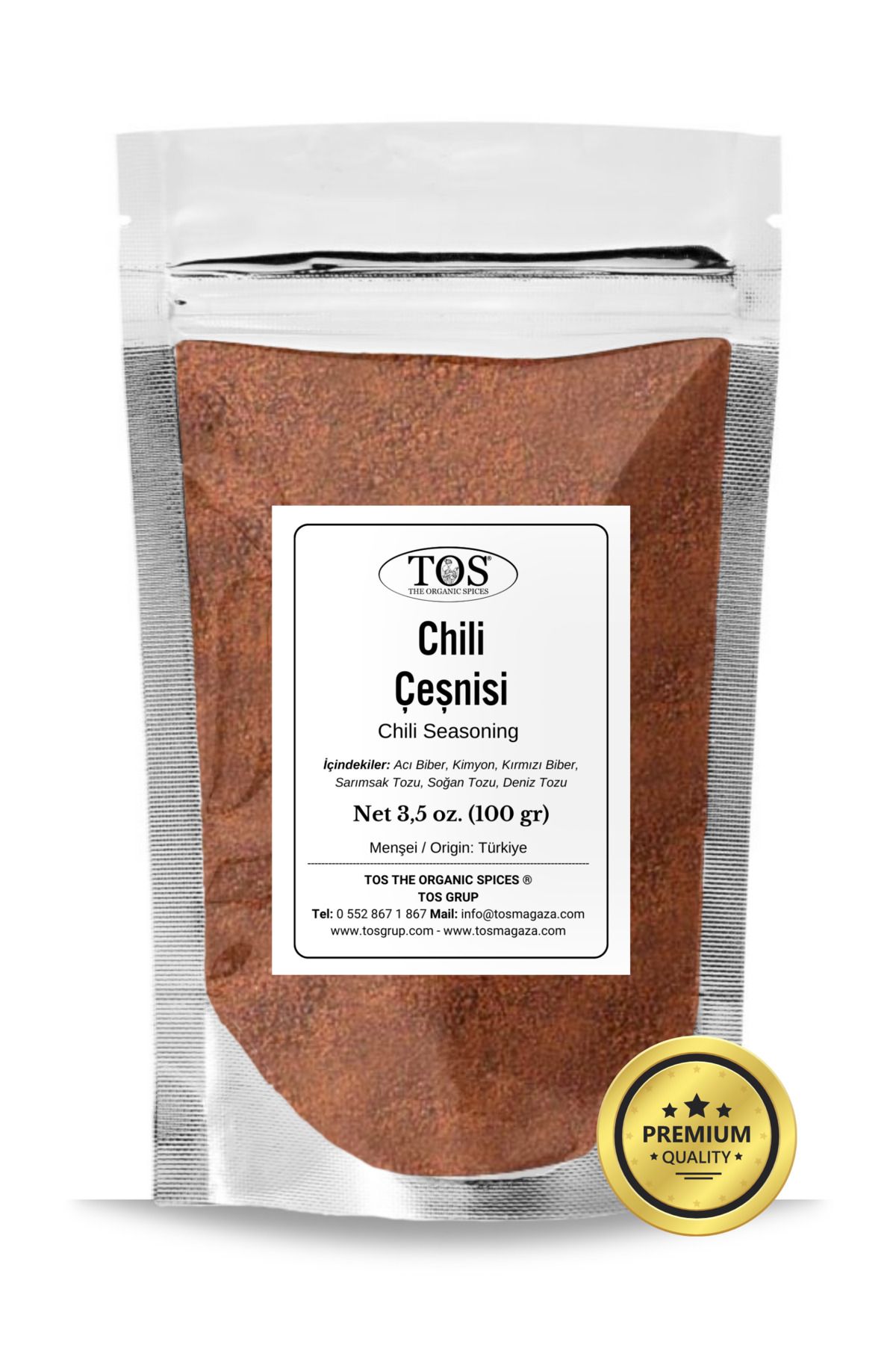 TOS The Organic Spices Chili Çeşnisi 100 Gr (1. Kalite)