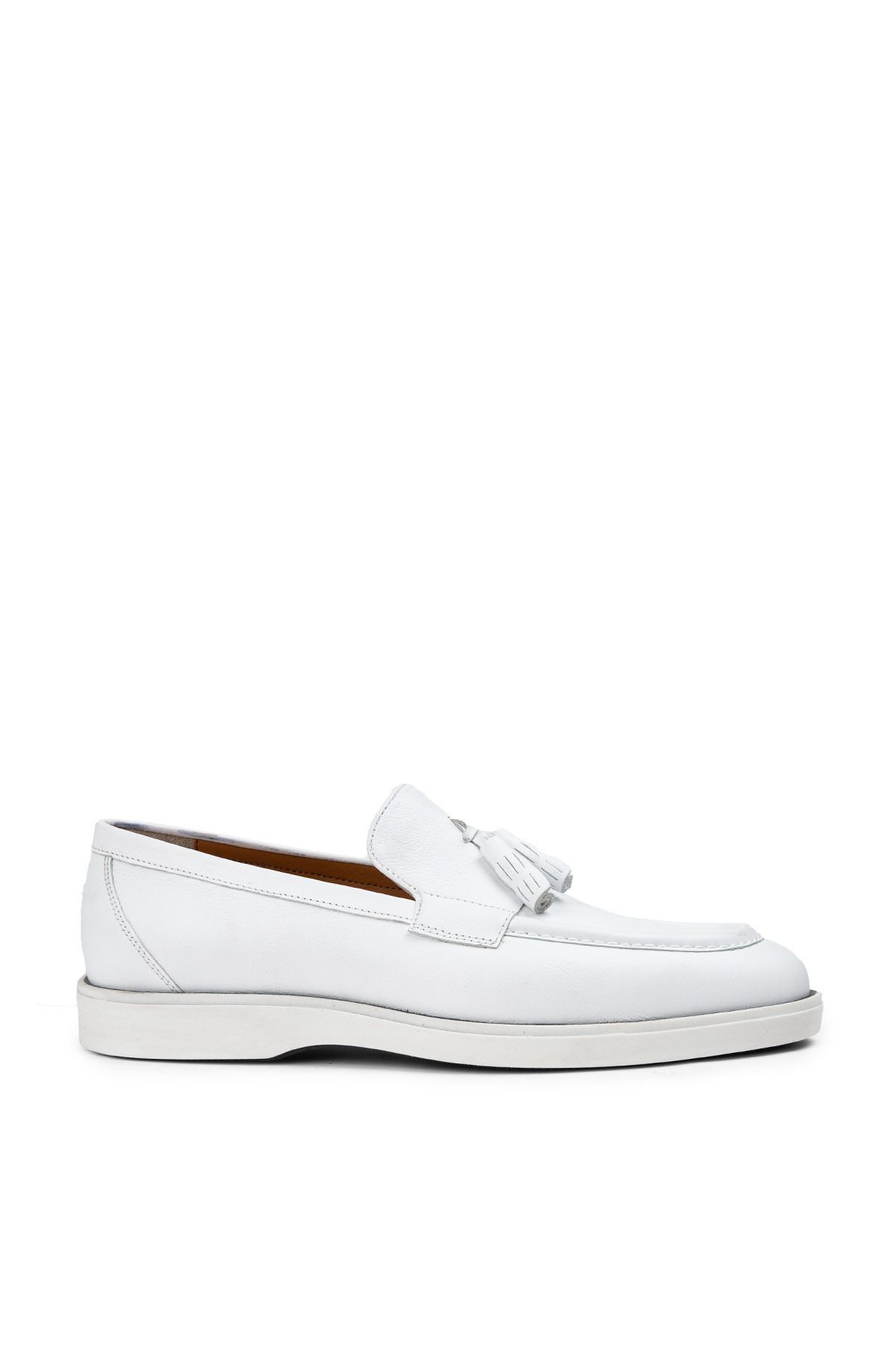 Deery Hakiki Deri Beyaz Erkek Loafer Ayakkabı