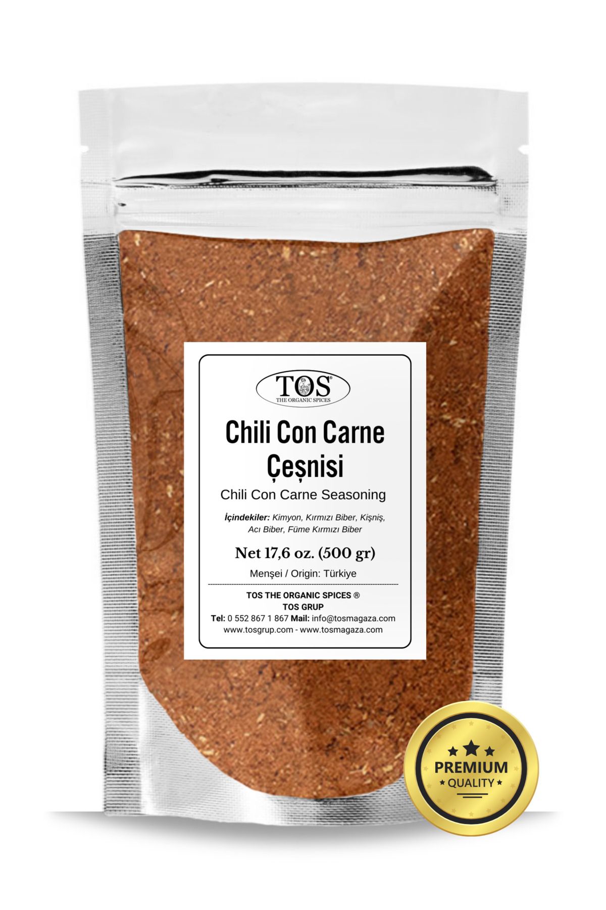 TOS The Organic Spices Chili Con Carne Çeşnisi 500 gr (1. Kalite)