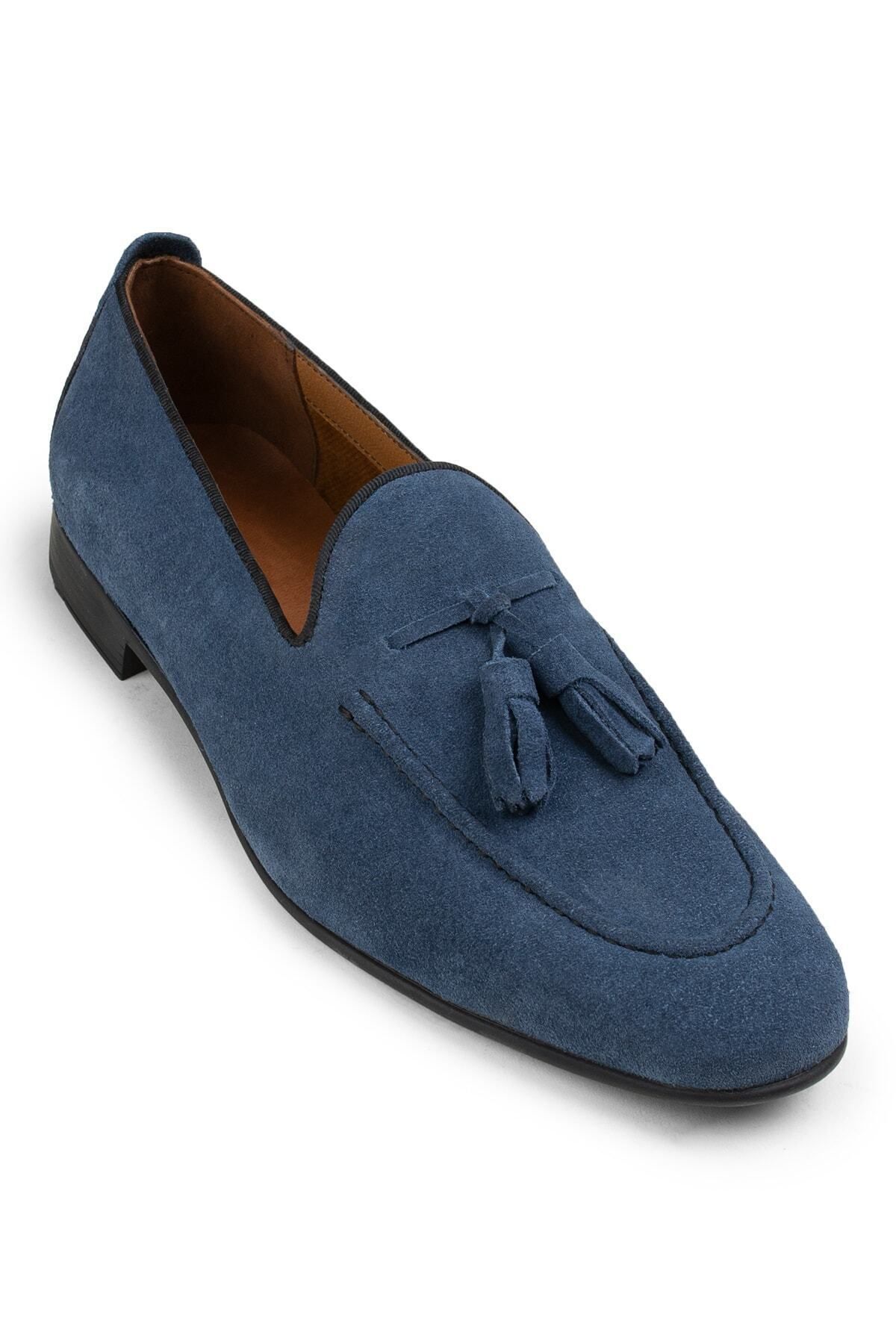 Deery Erkek Mavi Süet Loafer Ayakkabı