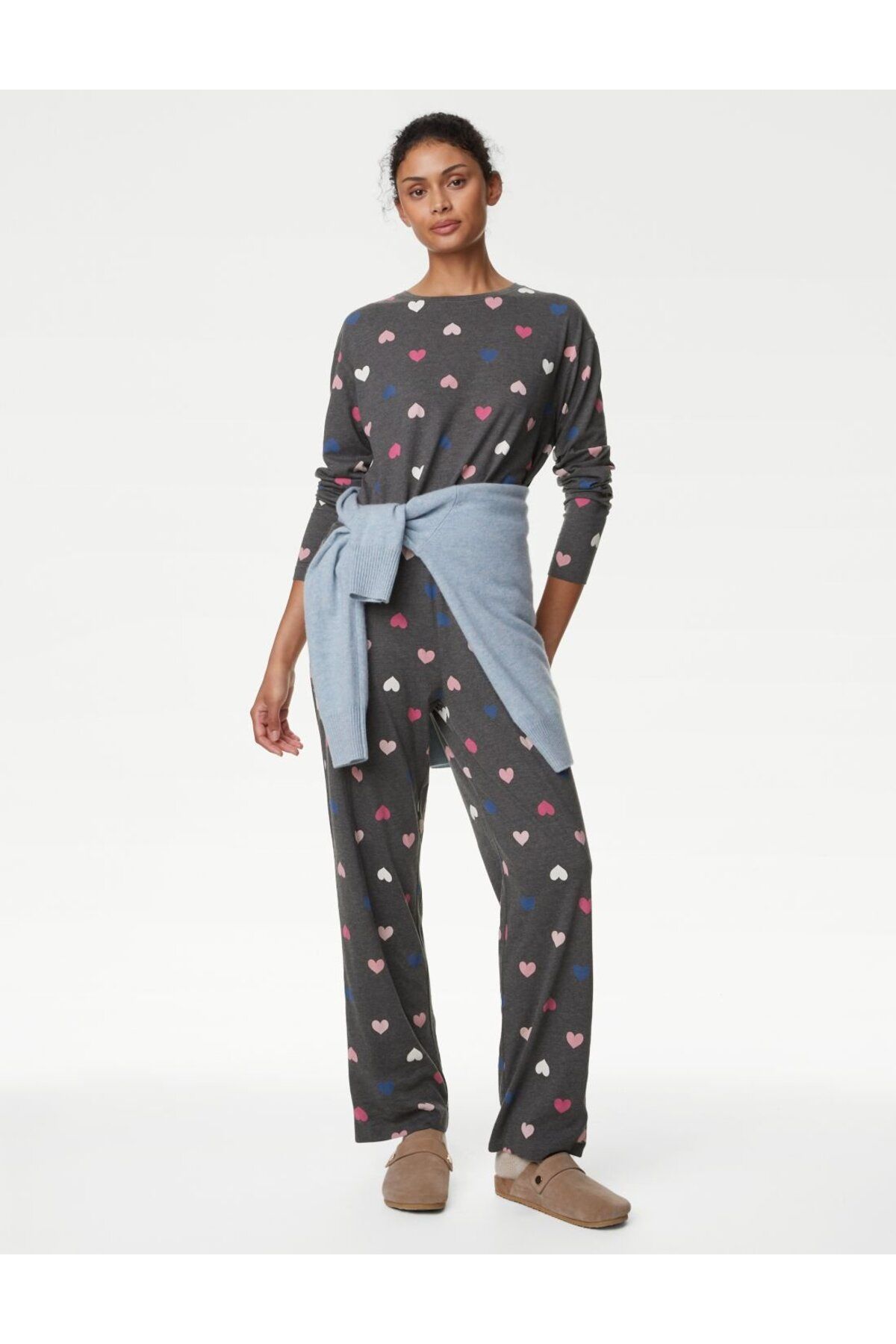 Marks & Spencer Kalp Desenli Uzun Kollu Pijama Takımı