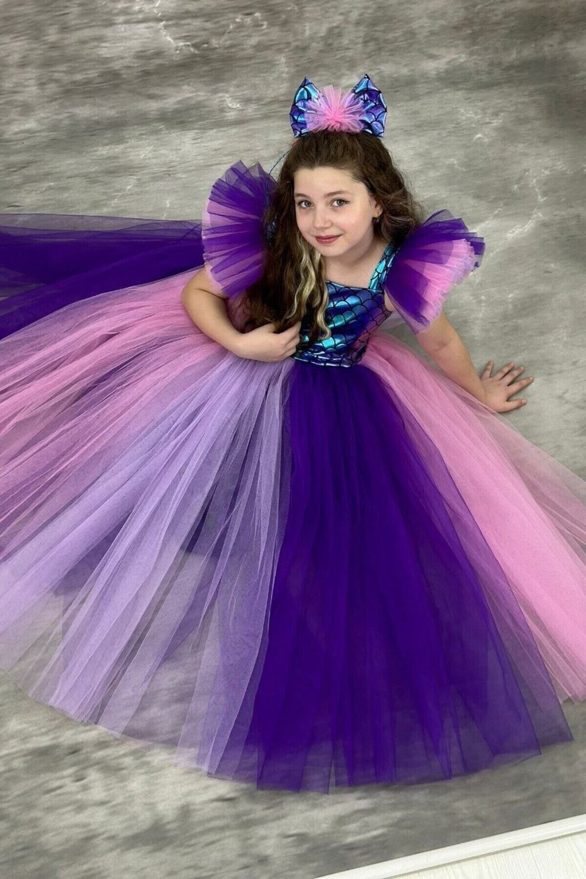 ABİYEKİDS Deniz Kızı Party Balo Kostümü Kız Çocuk Elbisesi ABY885
