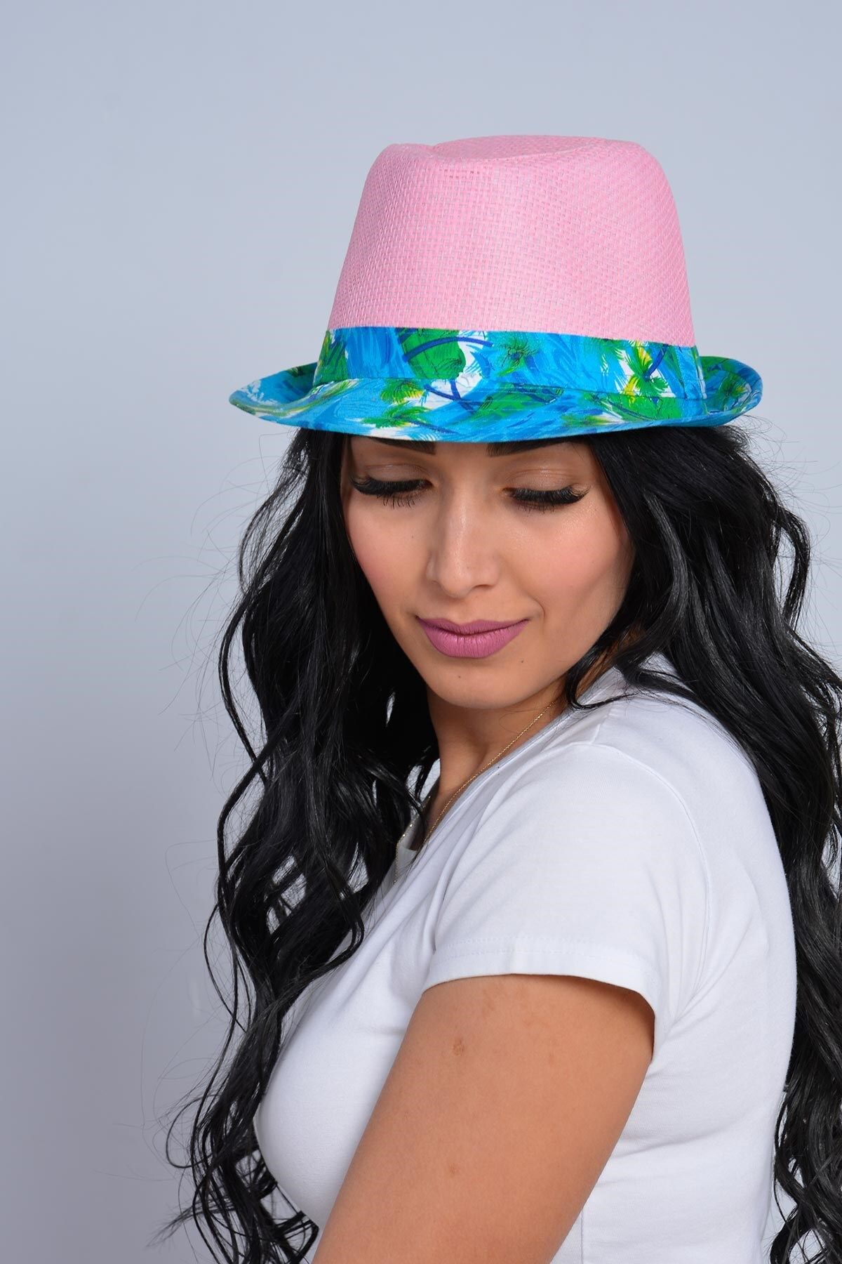 Mossta Kadın Palmiye Şeritli Hasır Şapka