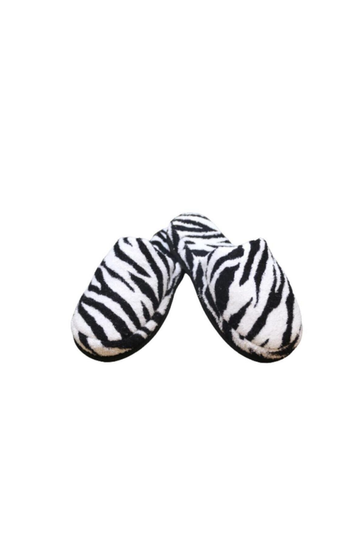 Ender Home Zebra Desen Havlu Banyo Ev Otel Terliği Kaymaz Taban Kapalı Burun