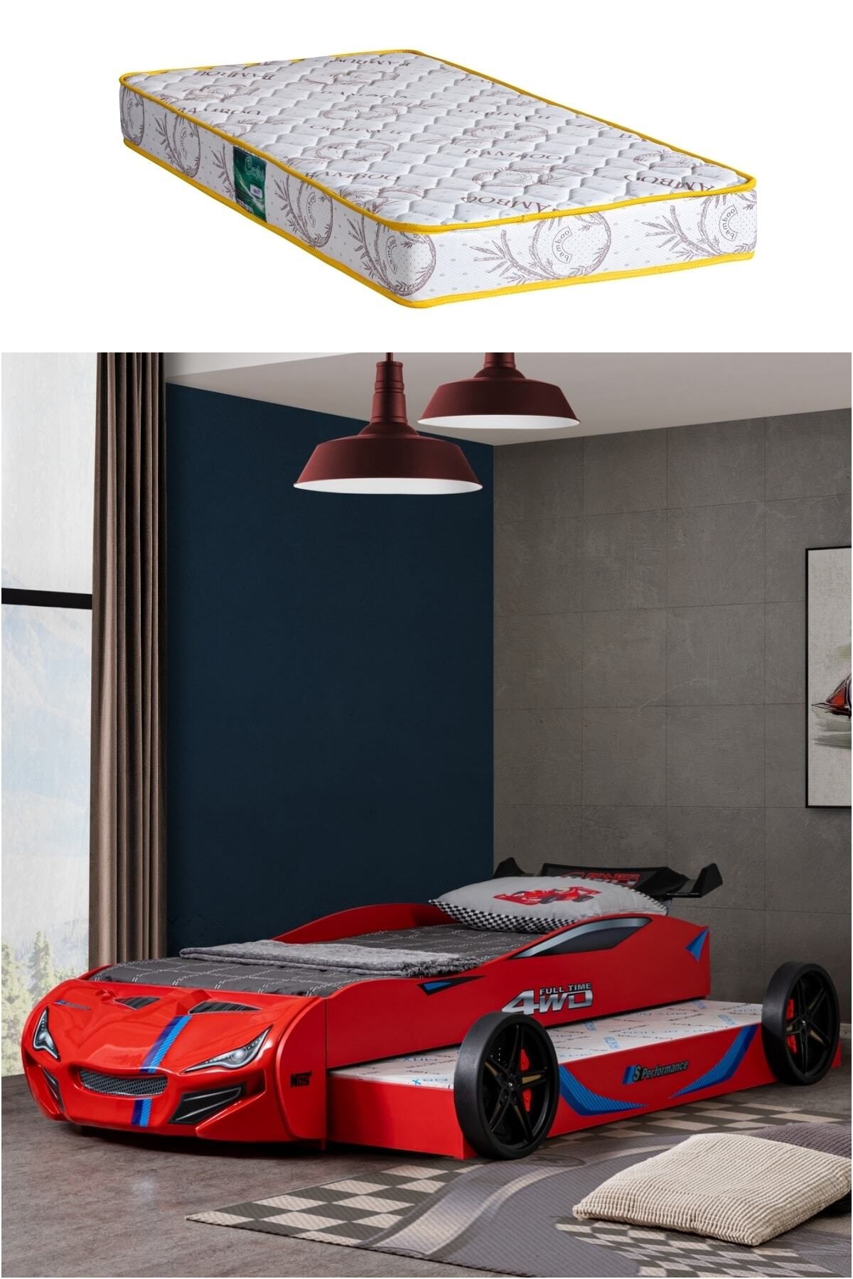 Setay Kırmızı Merso Yavrulu Rüzgarlıklı Araba Yatak + Comfort Yatak