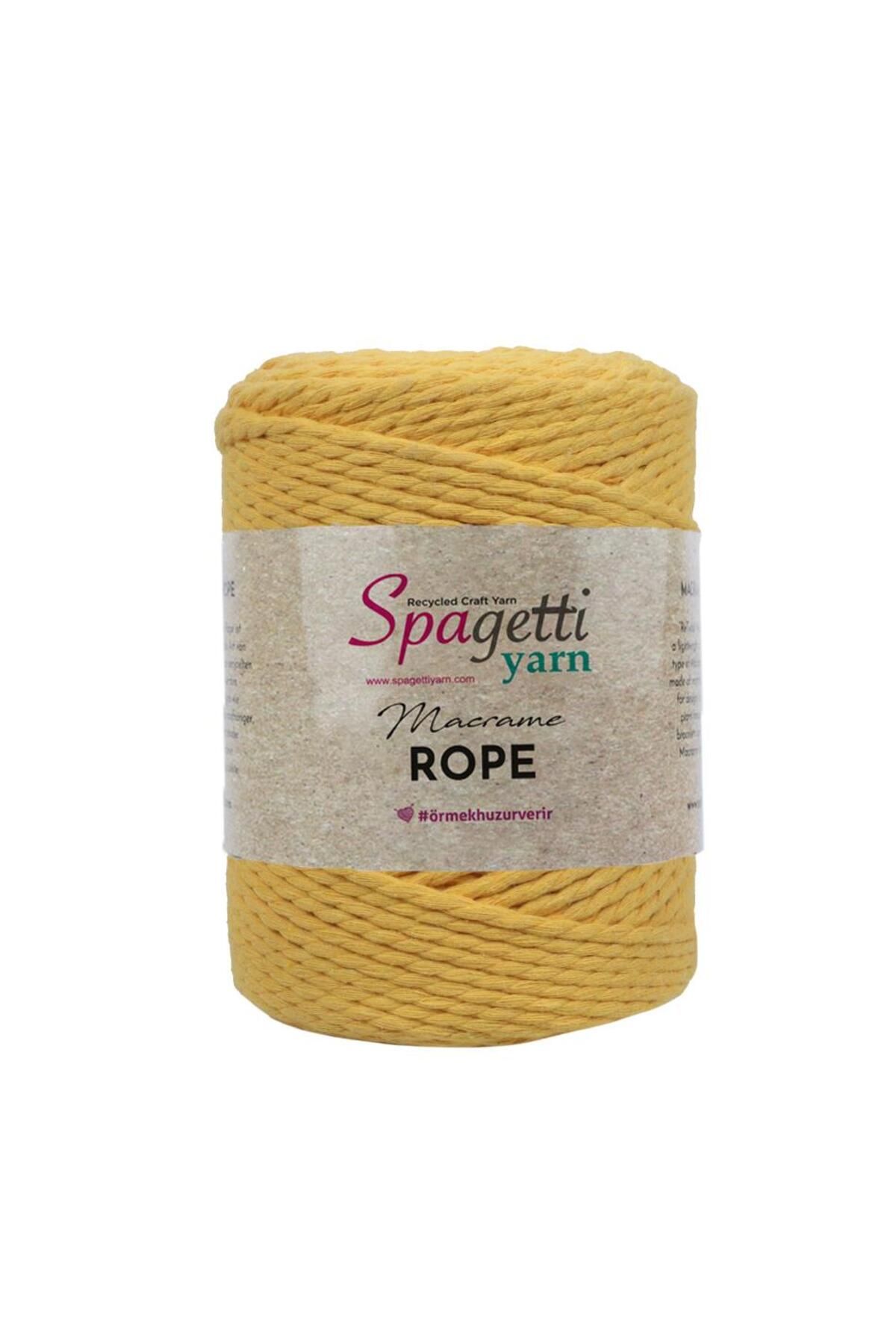 Spagettiyarn 3mm 500g Sarı 2 Büküm Halat Makrome İpi