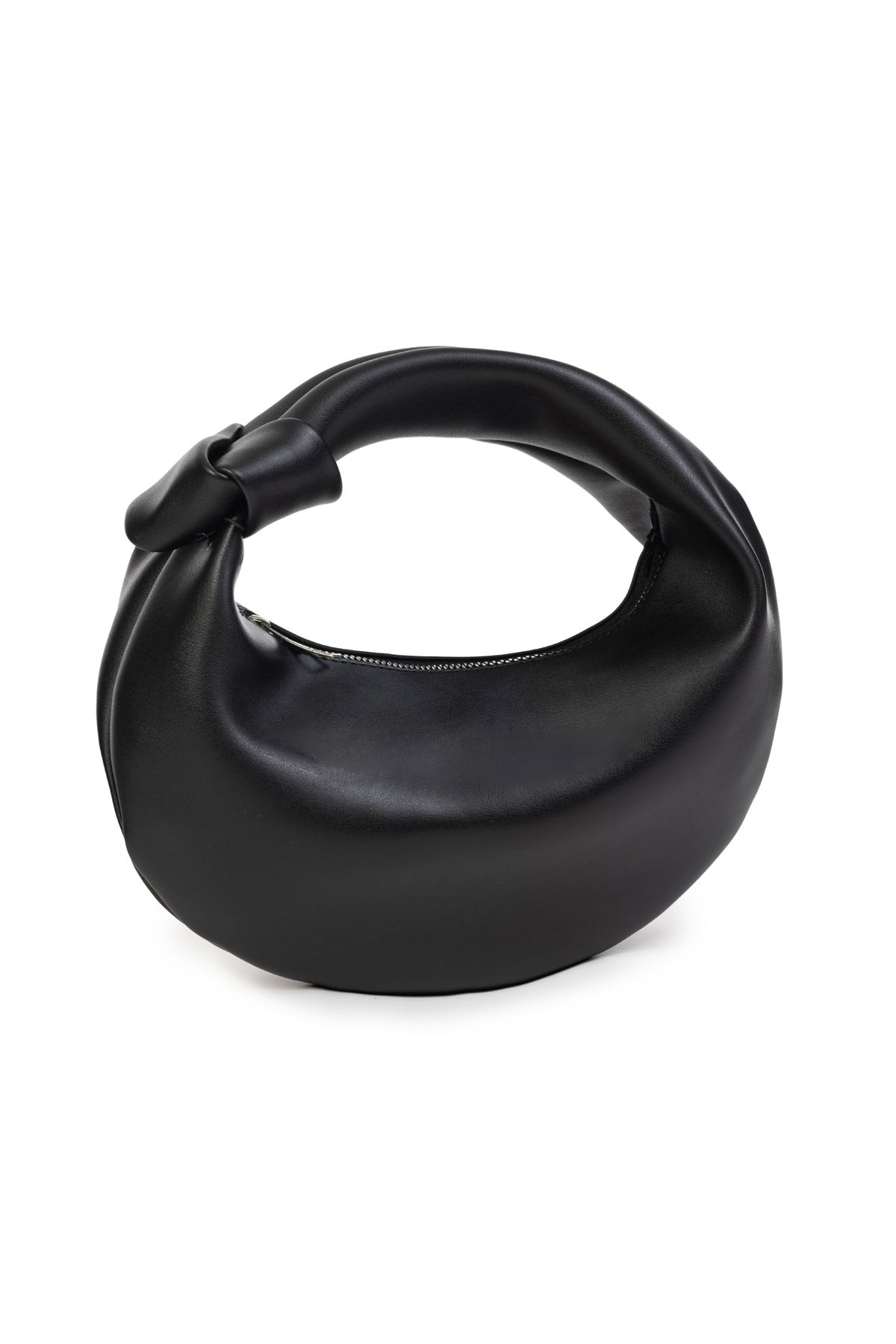 NOTHING Kadın Siyah Mini Baget Düğüm Detaylı Fermuarlı El Çanta