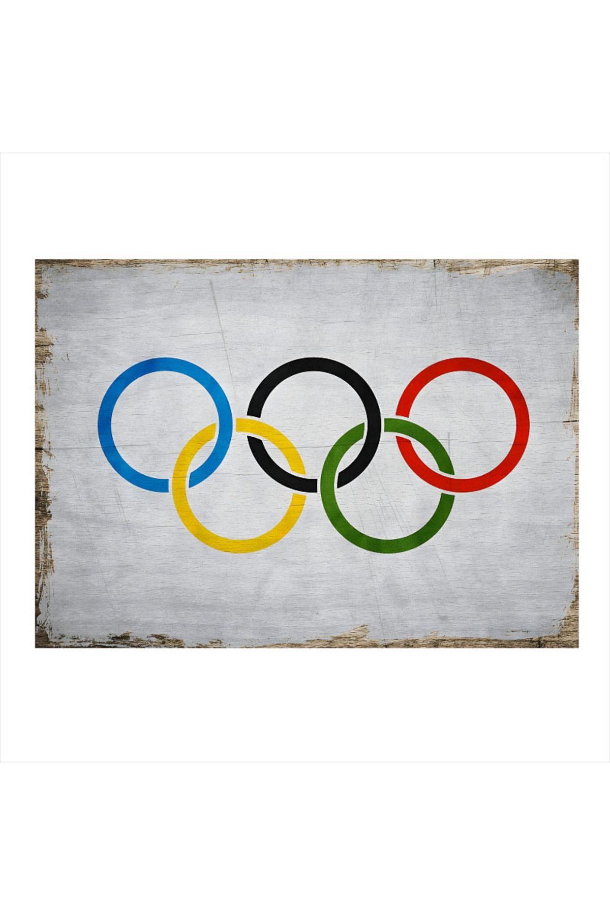 Tablomega Olimpiyat Bayrağı Desenli Ahşap Tablo 35cm X50cm