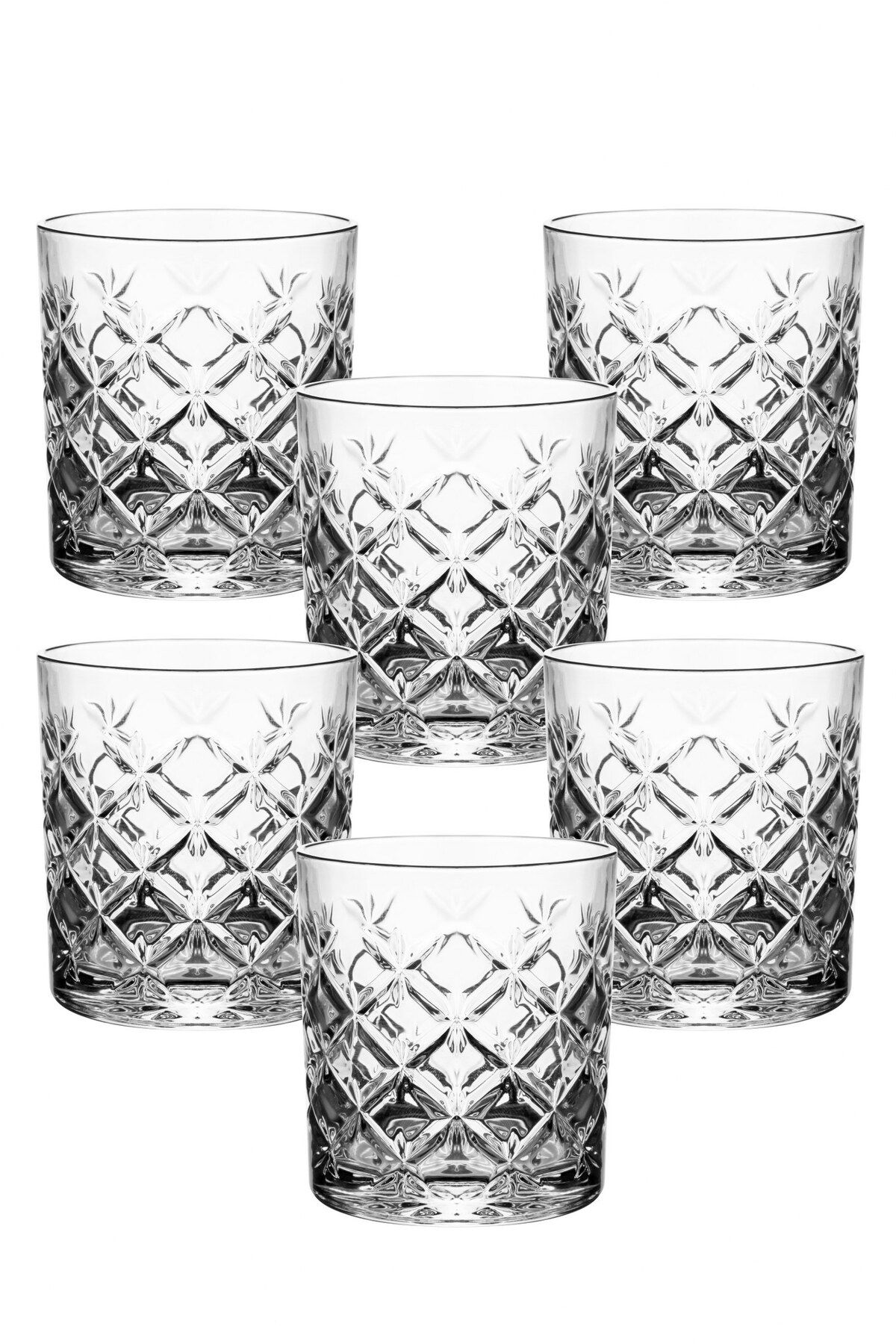Kitchen Life 6'lı Kristal Desenli Cam Bardak - Su Bardağı - Meşrubat Bardağı - 250 ml