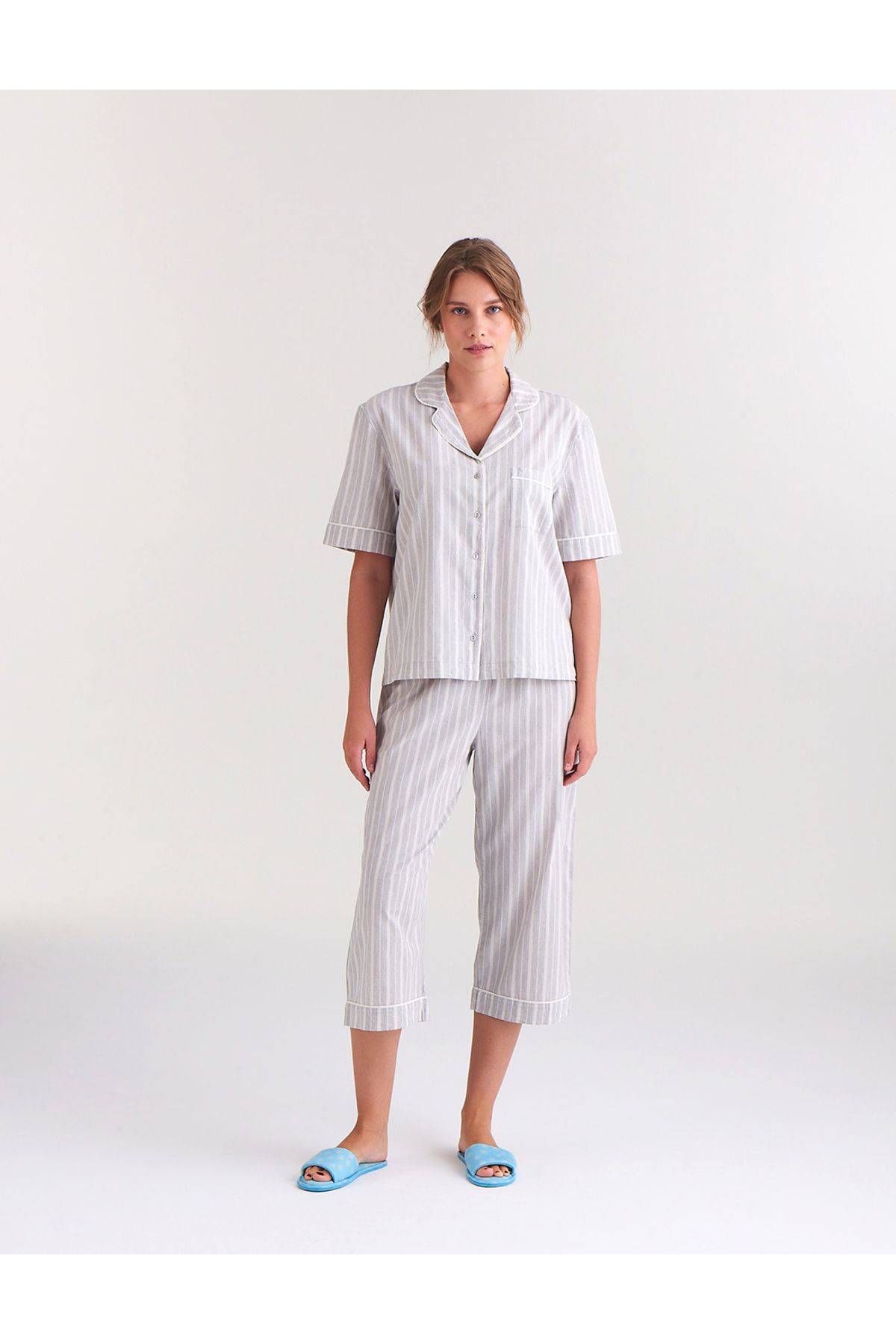 Marks & Spencer Saf Pamuklu Kısa Kollu Pijama Takımı