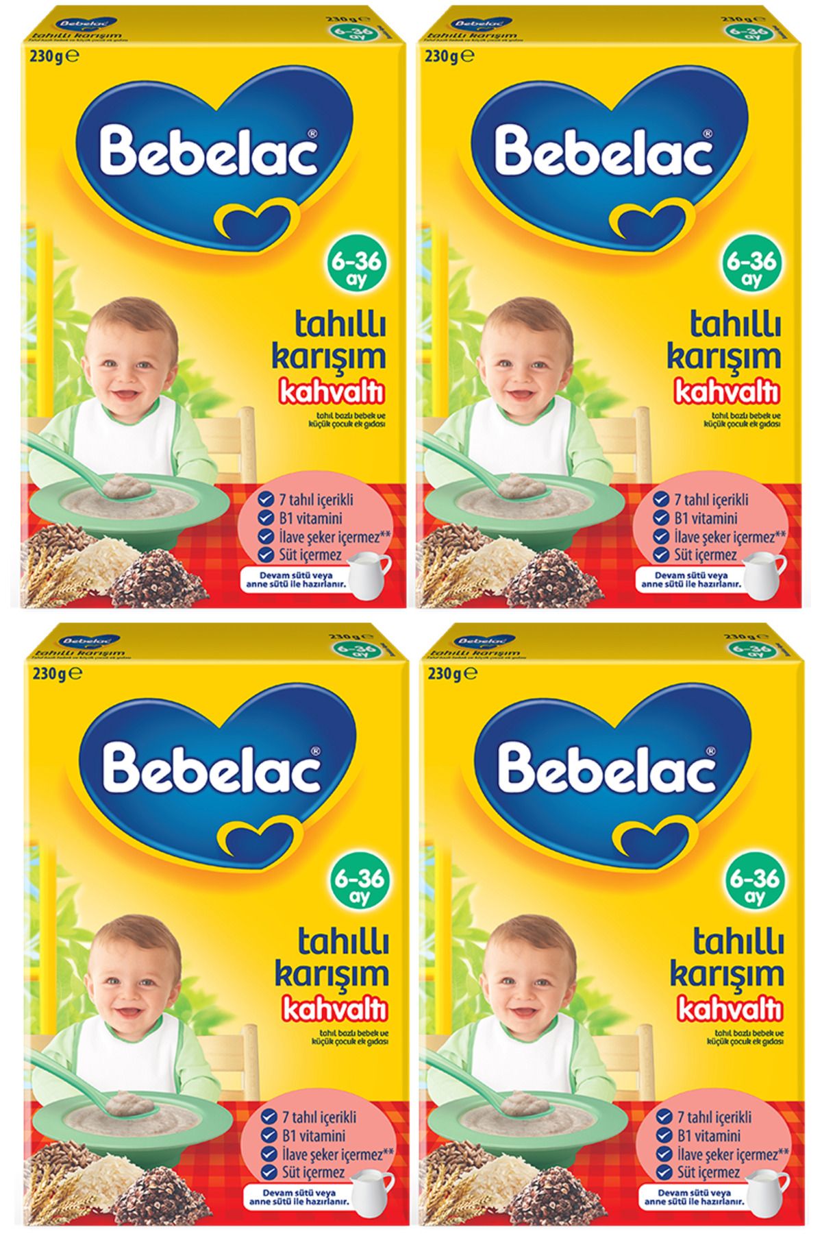 Bebelac Tahıllı Karışım Kaşık Mama 230 gr 6+ Ay 4`lü Avantaj Paketi 920 gr