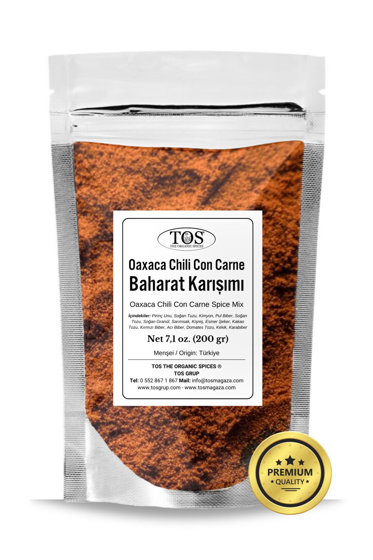 TOS The Organic Spices Oaxaca Chili Con Carne Baharat Karışımı 200 gr (1. Kalite)