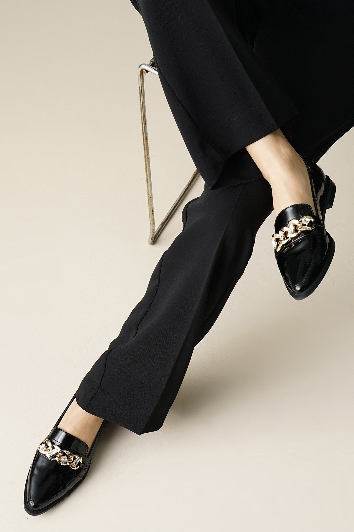 Mio Gusto Siyah Renk Kadın Loafer Günlük Düz Ayakkabı