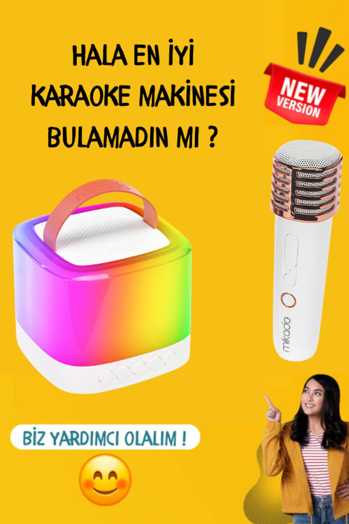 Maybax Karaoke Makinesi TF Kart Destekli Bluetooth Wireless Karaoke Mikrofonlu 1200 mAh Taşınabilir Speaker